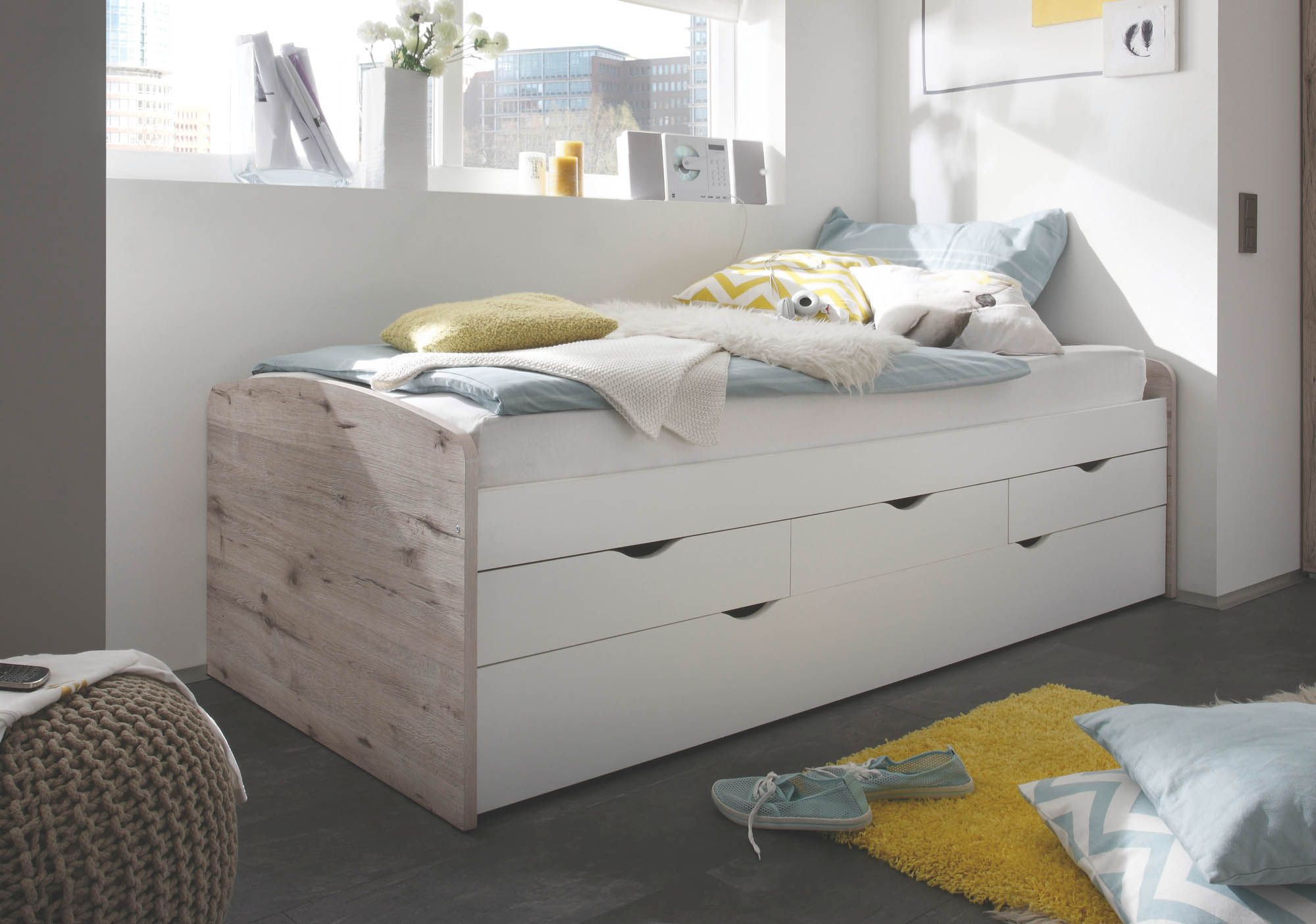 Lit gigogne avec rangement 90 x 200 cm NESSI