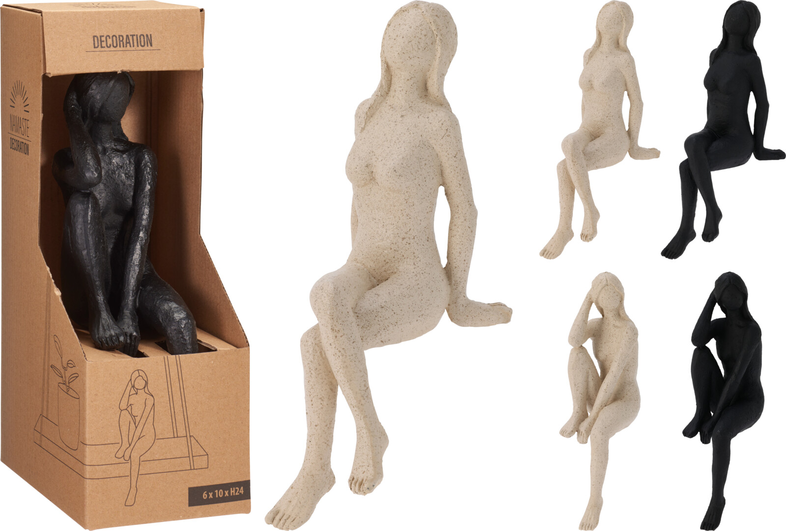 Figurine décorative femme assise sur le rebord DEKO