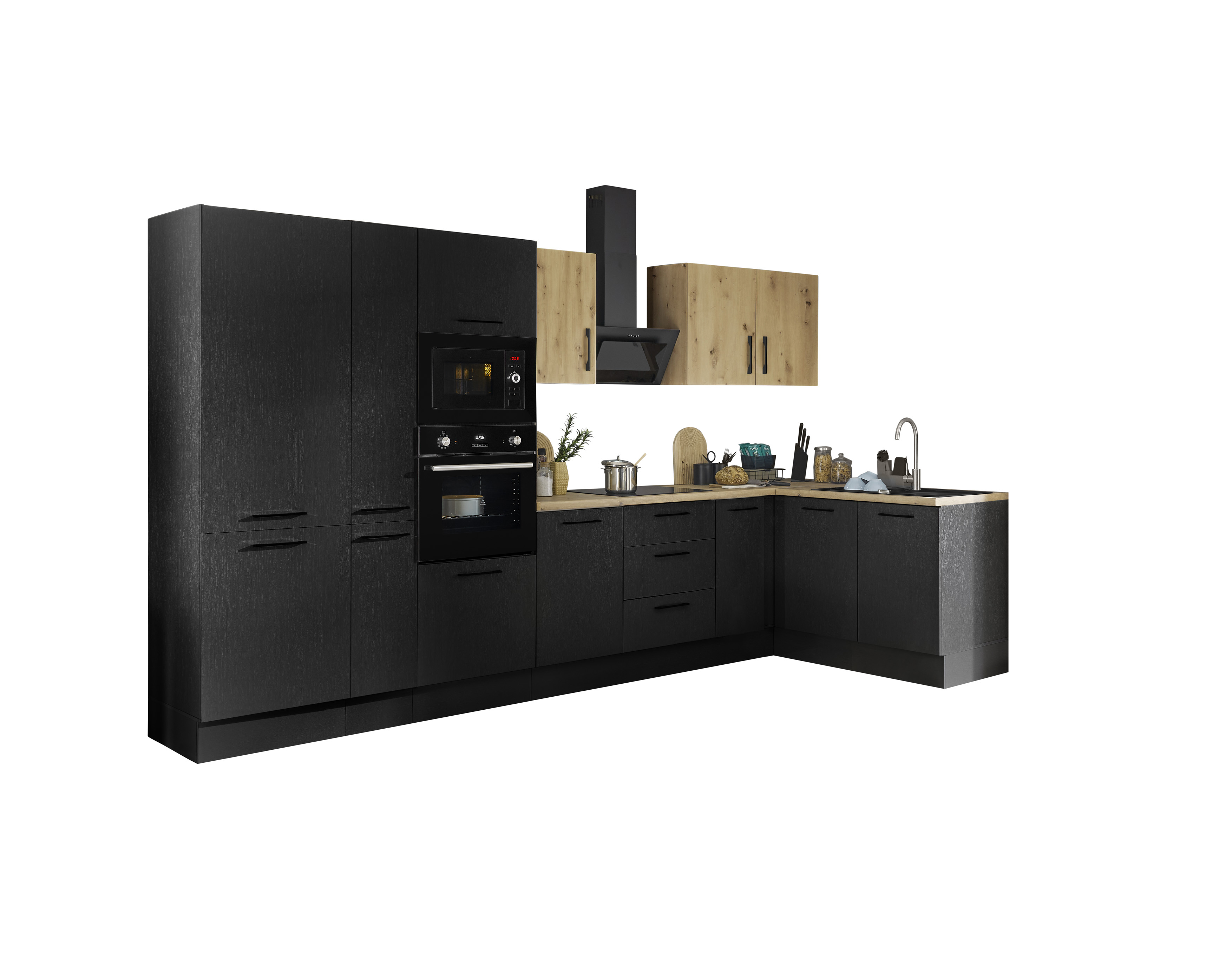 Bloc cuisine avec électroménager CORNWALL (cuisine d'angle-four-réfrigérateur-micro-ondes-armoire coulissante) IV Bloc cuisine avec électroménager CORNWALL (cuisine d'angle-four-réfrigérateur-micro-ondes-armoire coulissante) IV