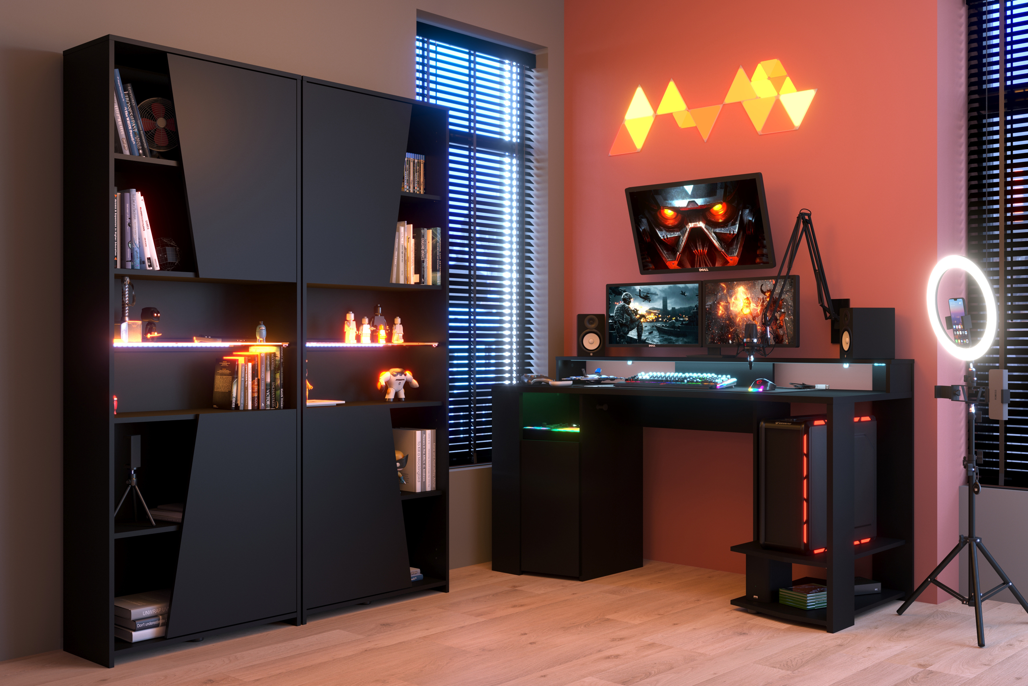 Bureau gamer avec 2 étagères GAMING 1