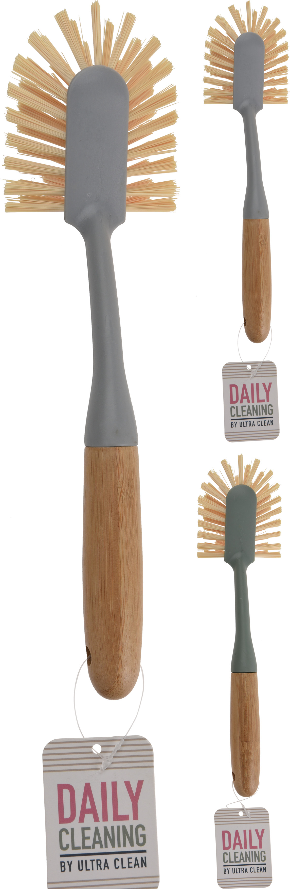Brosse à vaisselle avec poignée en bambou