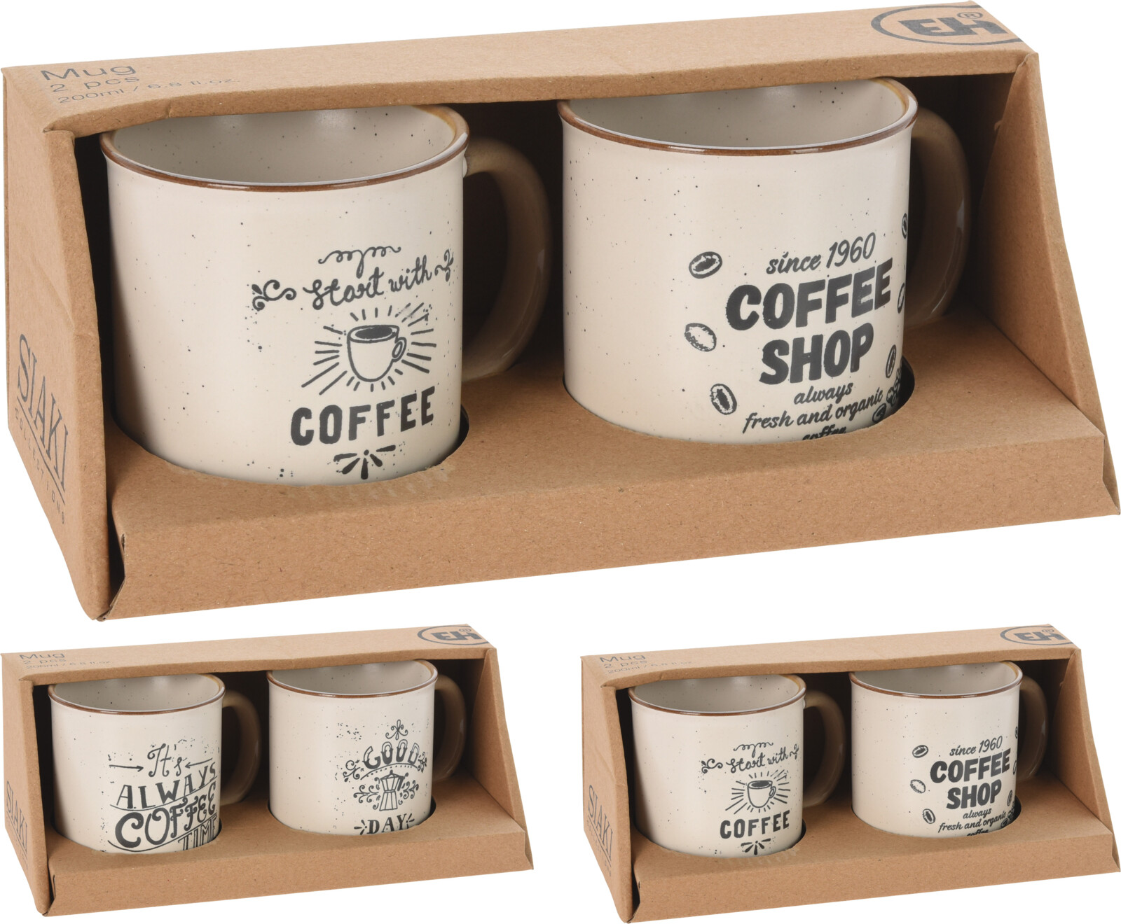 Lot de 4 mugs 280 ml RETRO