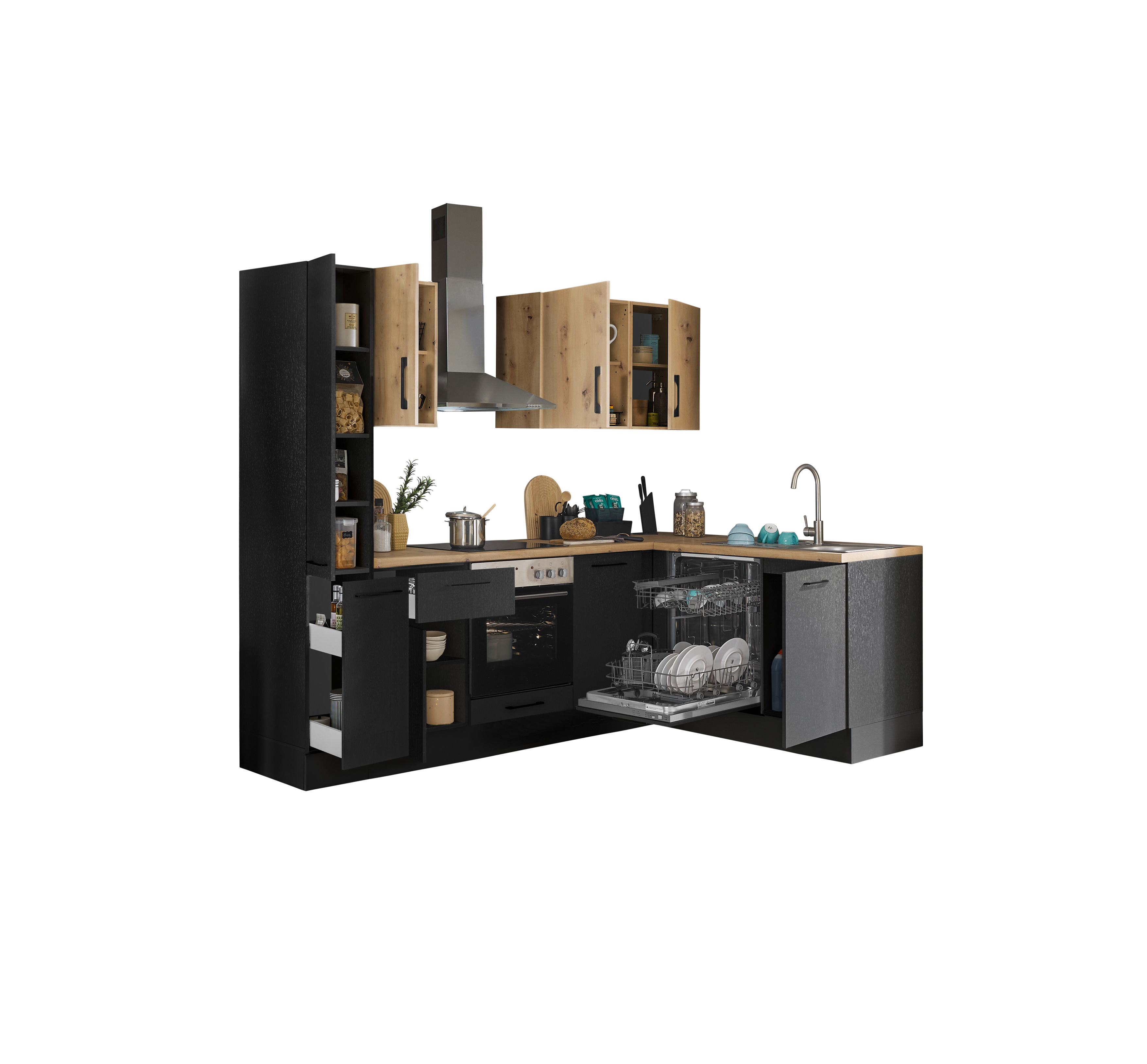 Bloc cuisine avec électroménager CORNWALL (cuisine d'angle-armoire coulissante-lave-vaisselle) III