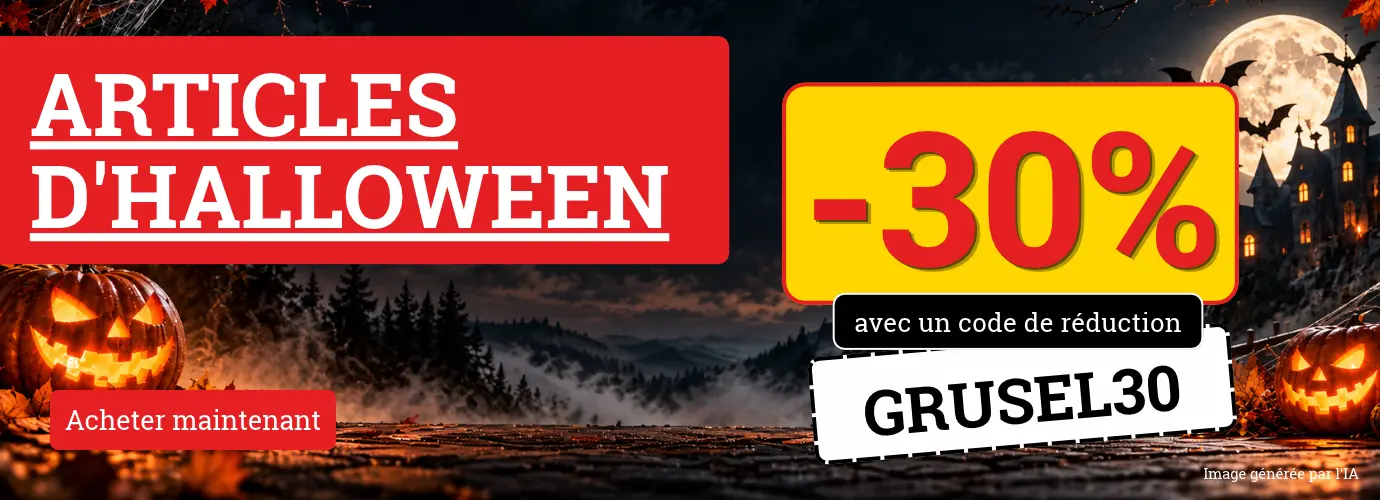 -30 % sur les articles d'Halloween* avec le code promo : GRUSEL30. C'est parti pour le shopping !>