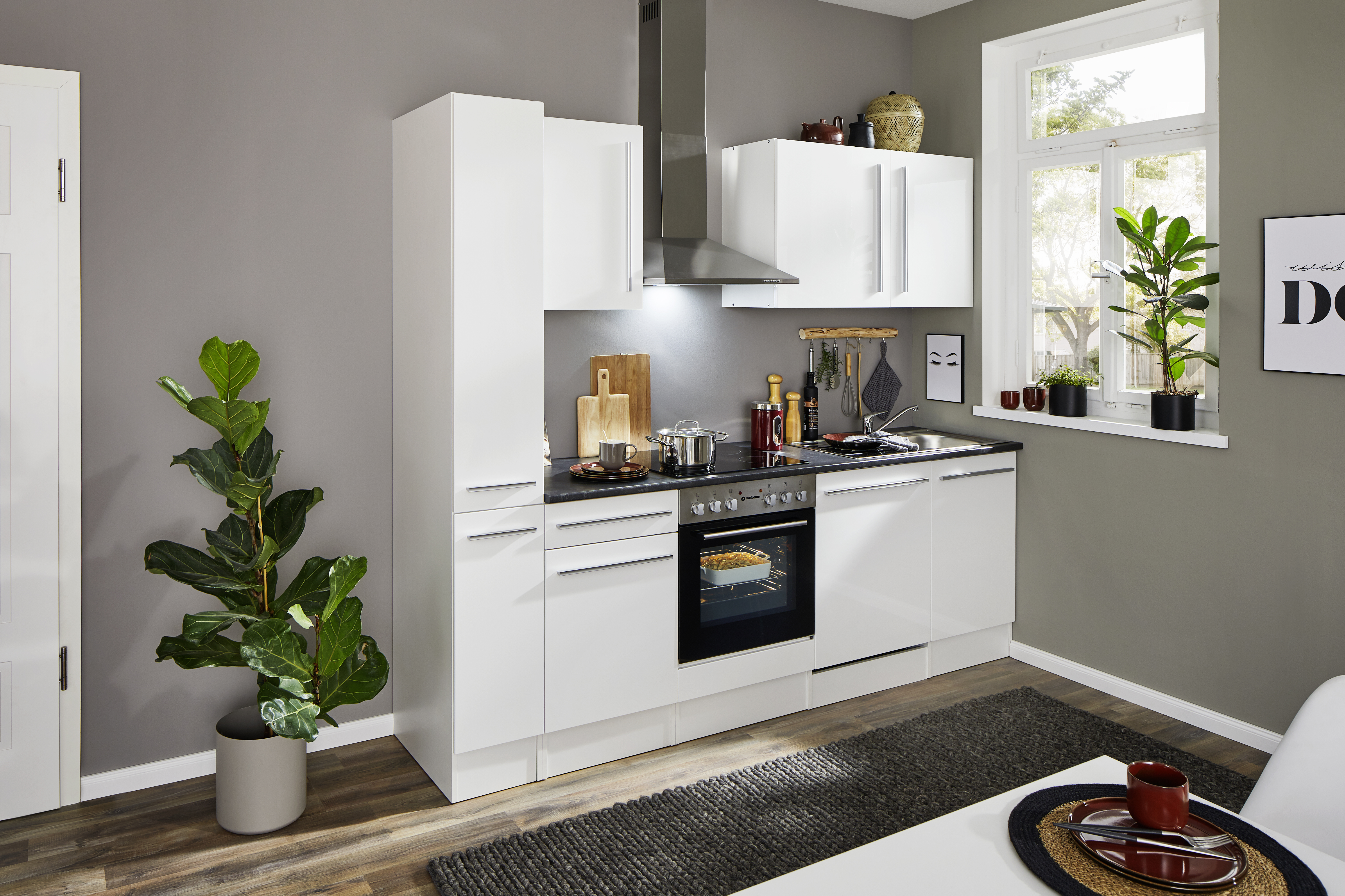 Bloc cuisine avec électroménager JAZZ 8 (bloc cuisine-armoire coulissante) I