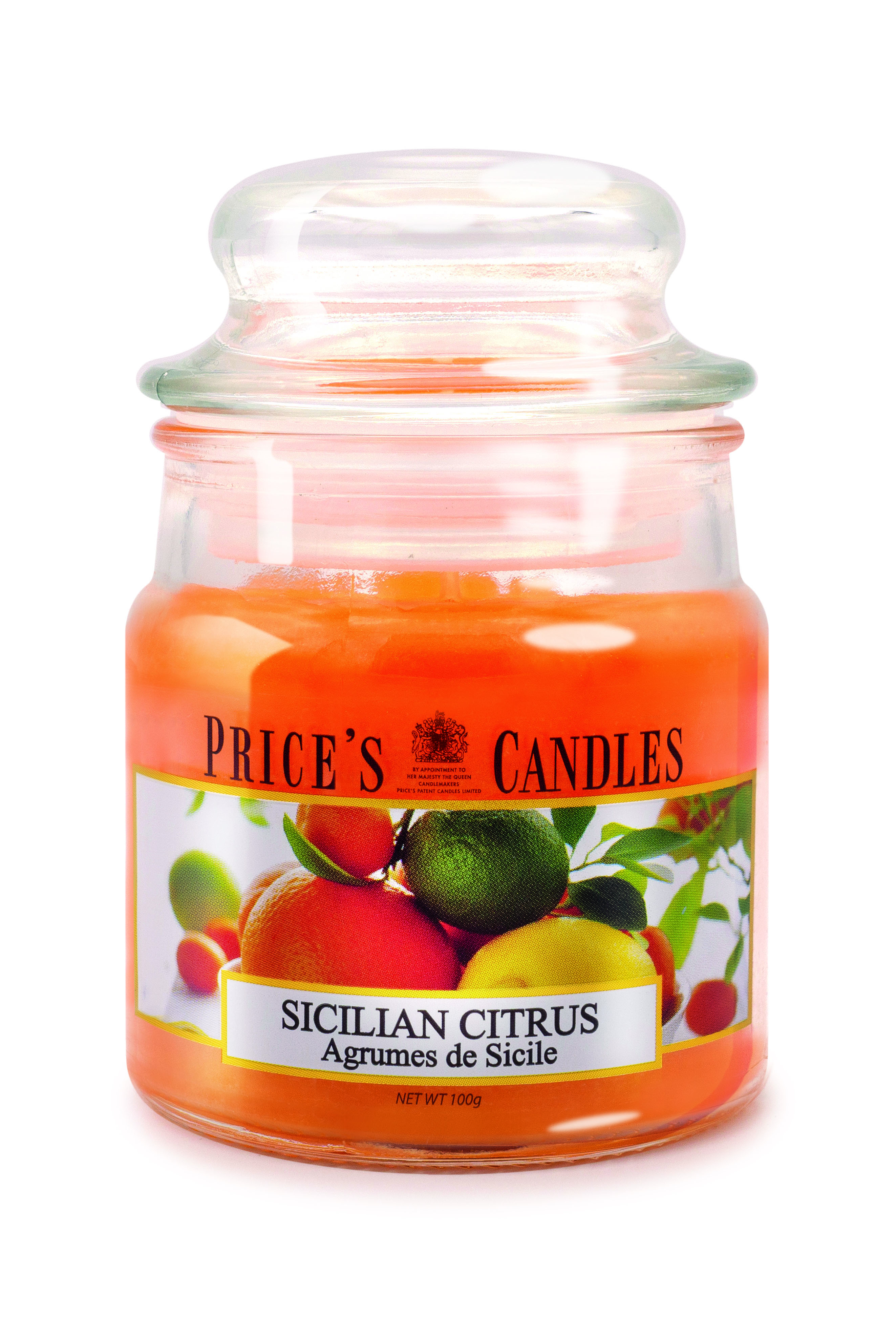 Bougie parfumée dans pot en verre avec couvercle Sicilian Citrus PRICES Bougie parfumée dans pot en verre avec couvercle Sicilian Citrus PRICES