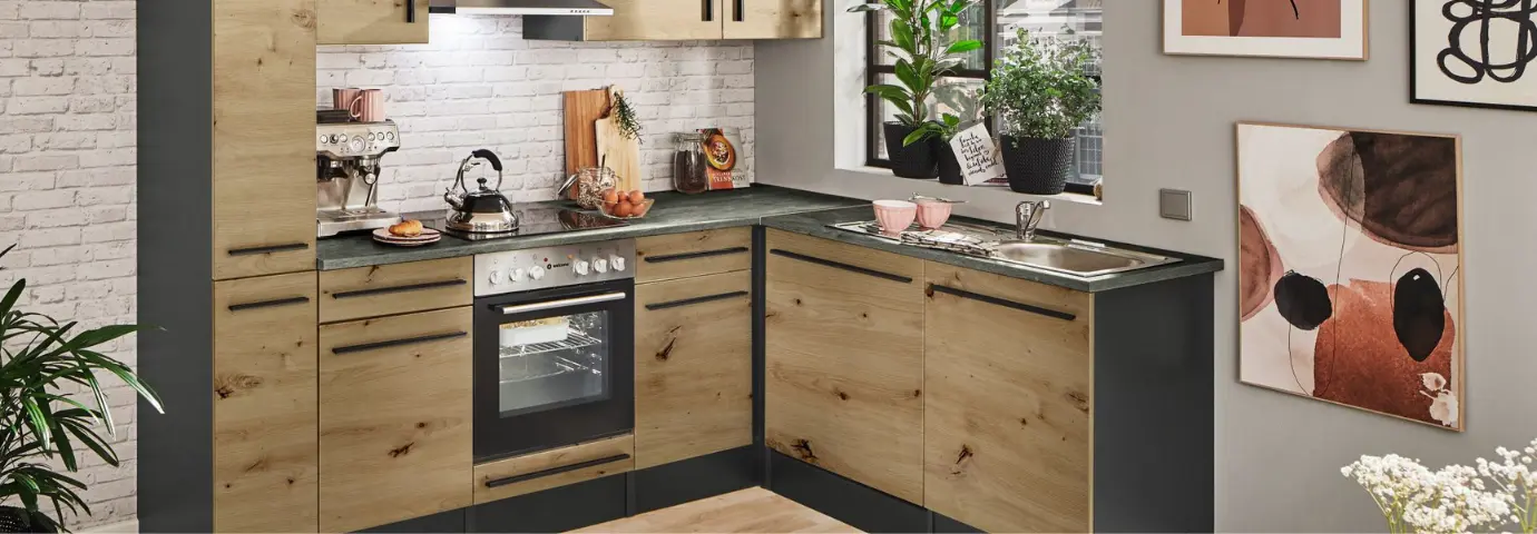 Bloc cuisine avec électroménager JAZZ 8 (cuisine d'angle-armoire coulissante) III Bloc cuisine avec électroménager JAZZ 8 (cuisine d'angle-armoire coulissante) III