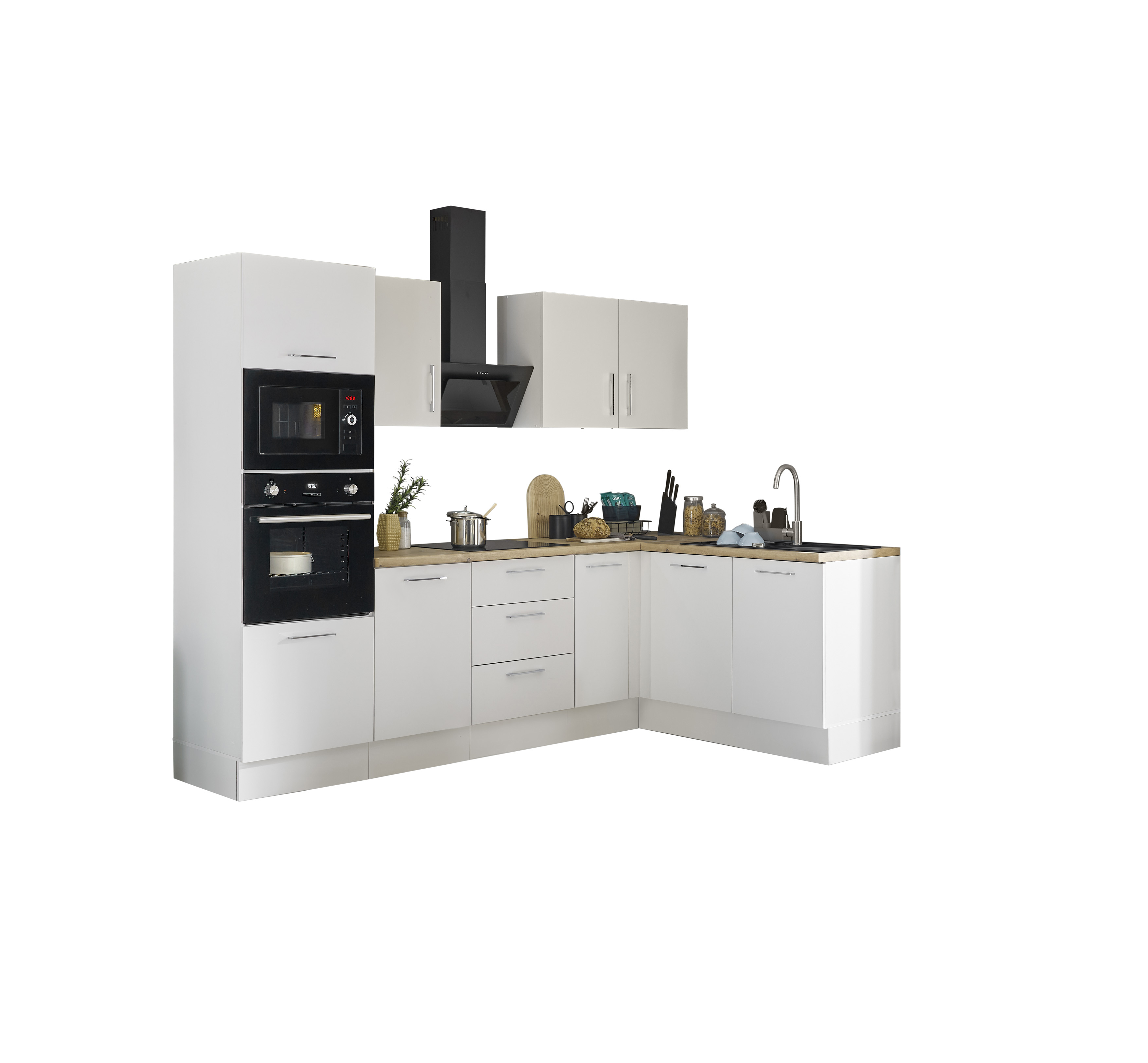 Bloc cuisine avec électroménager CORNWALL (cuisine d'angle-four-micro-ondes) II