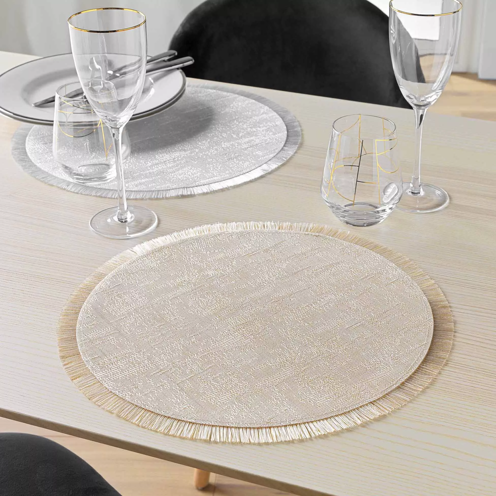 Set de table rond avec fils argentés JOALIE