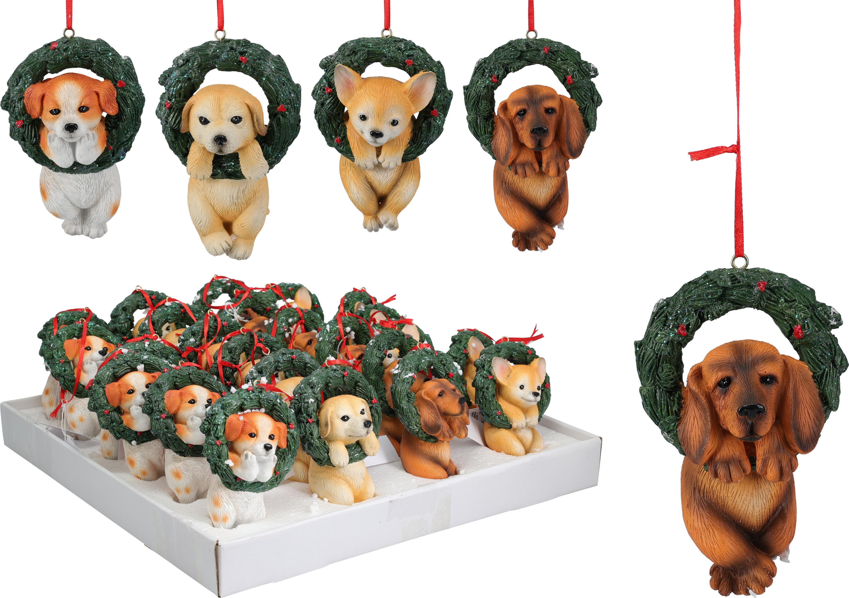Chien dans une couronne à suspendre CHRISTMAS