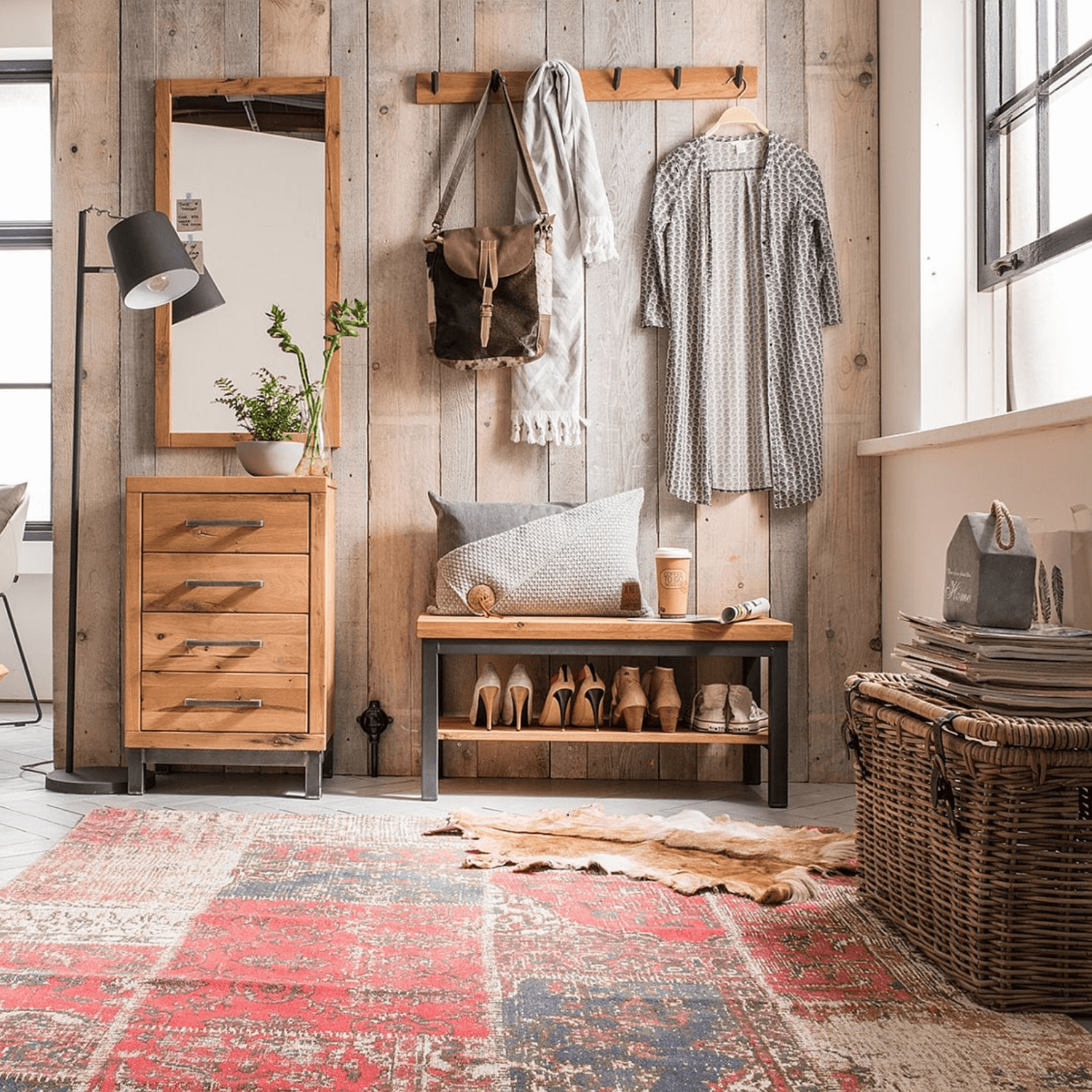 Combinaison de vestiaires 5 pièces BREST,chêne sauvage massif naturel avec fentes de croissance, L/H/P env. 220/185/45 cm Combinaison de vestiaires 5 pièces BREST,chêne sauvage massif naturel avec fentes de croissance, L/H/P env. 220/185/45 cm