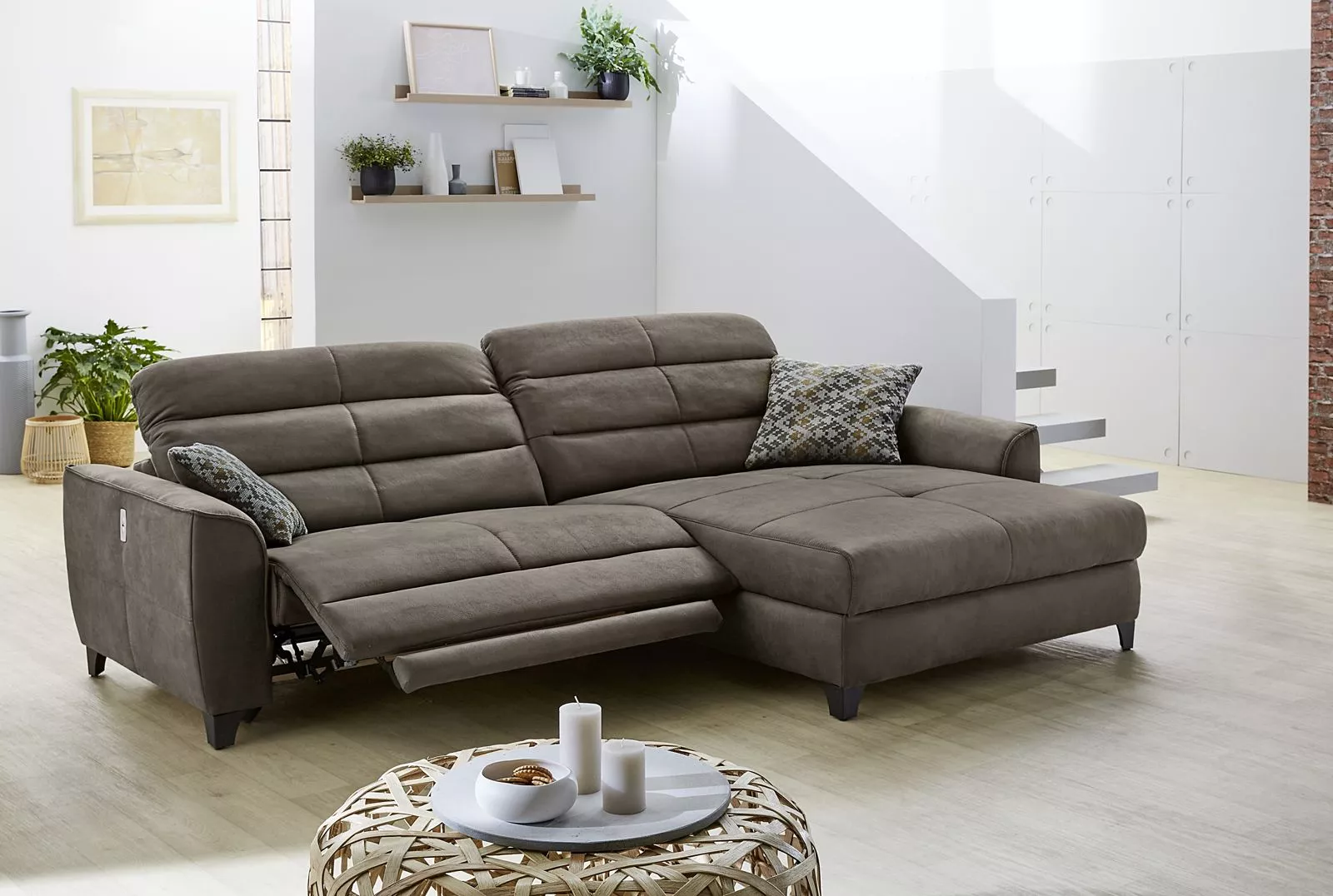 Canapé d'angle avec fonction relax DOUBLE-ONE