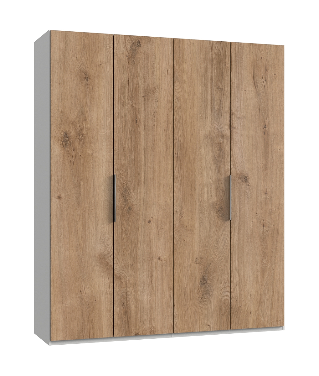 Armoire 3 Portes Avec 2 Tiroirs - Noir Et Chêne Catania, 145x53x200 Cm - Rangement Vêtements Spacieux, Montage Facile