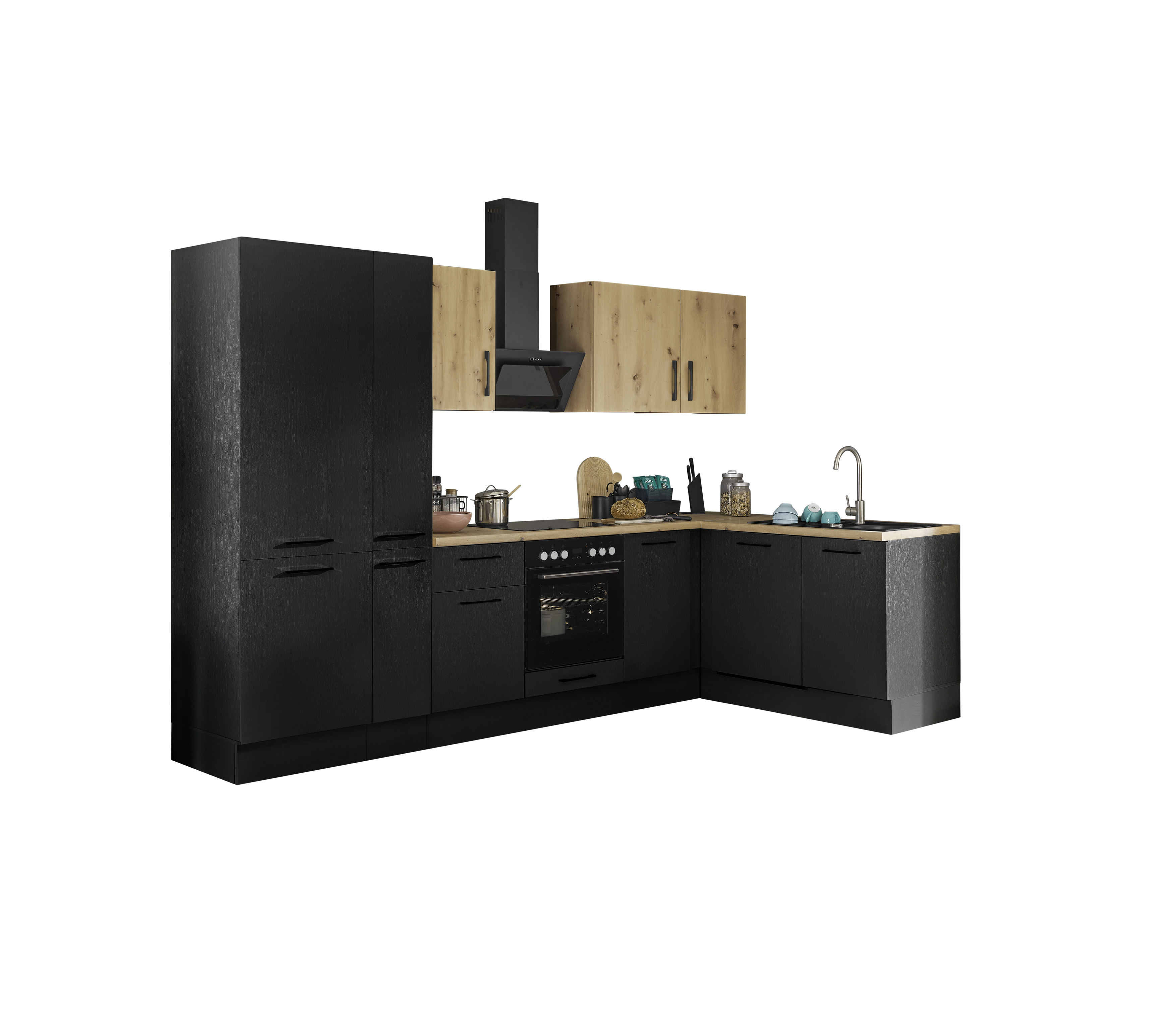 Bloc cuisine avec électroménager CORNWALL (cuisine d'angle-lave-vaisselle-réfrigérateur-armoire coulissante) IV