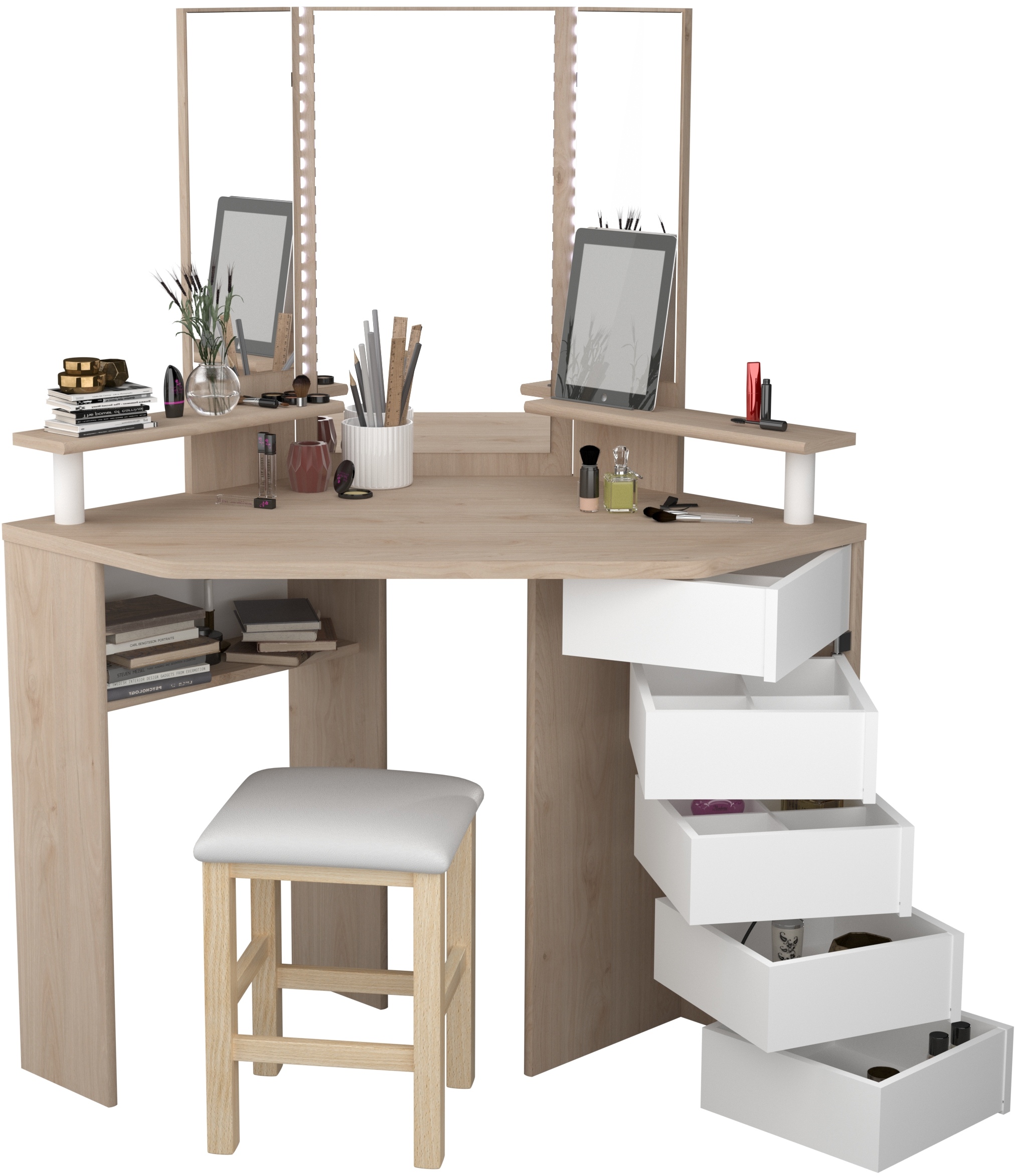 Coiffeuse d'angle avec tabouret VOLAGE 22