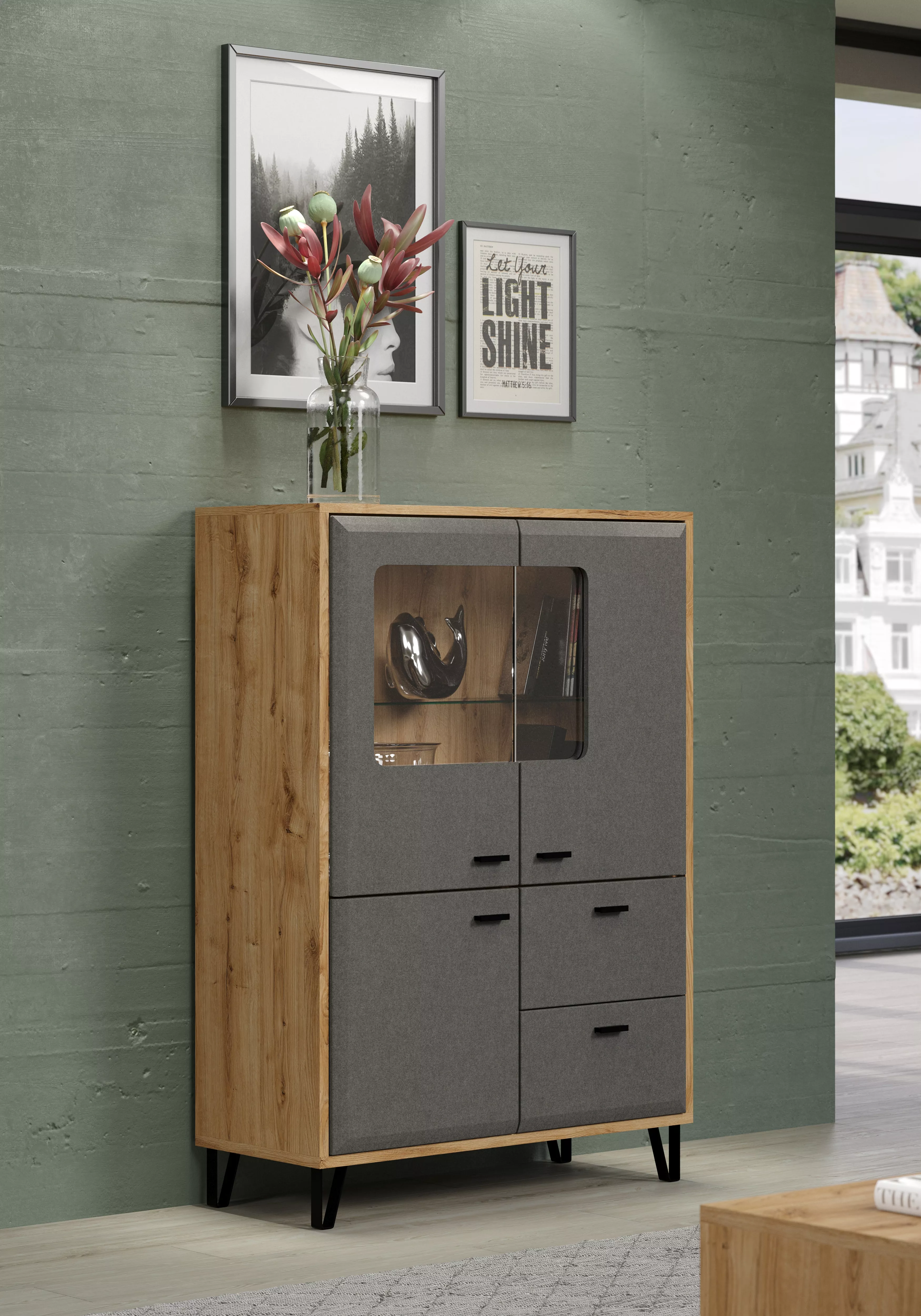 Bahut haut vitrine BLANSHE