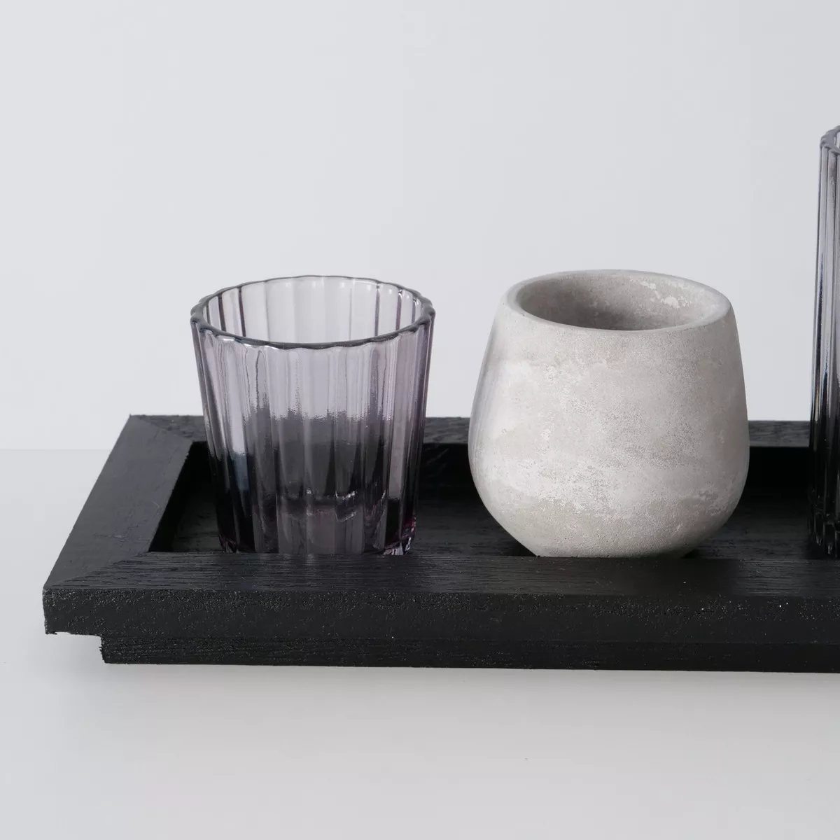 Plateau avec photophores et vases 6 éléments NOLAN