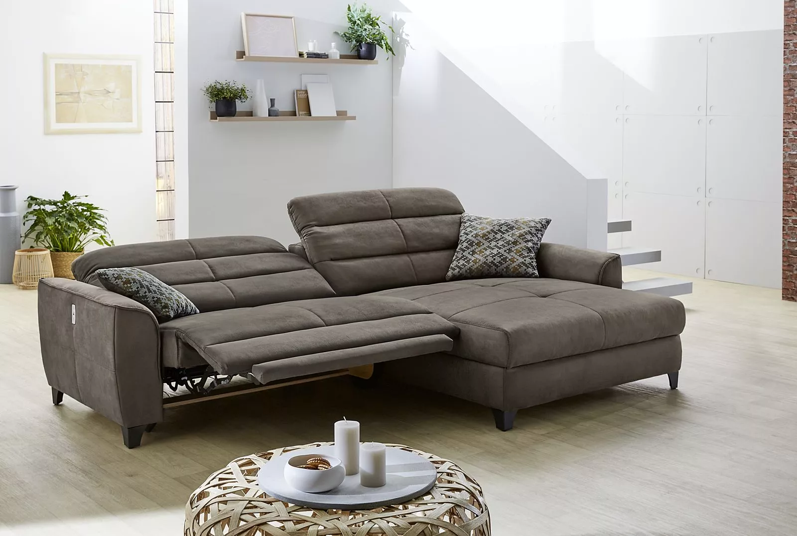 Canapé d'angle avec fonction relax DOUBLE-ONE