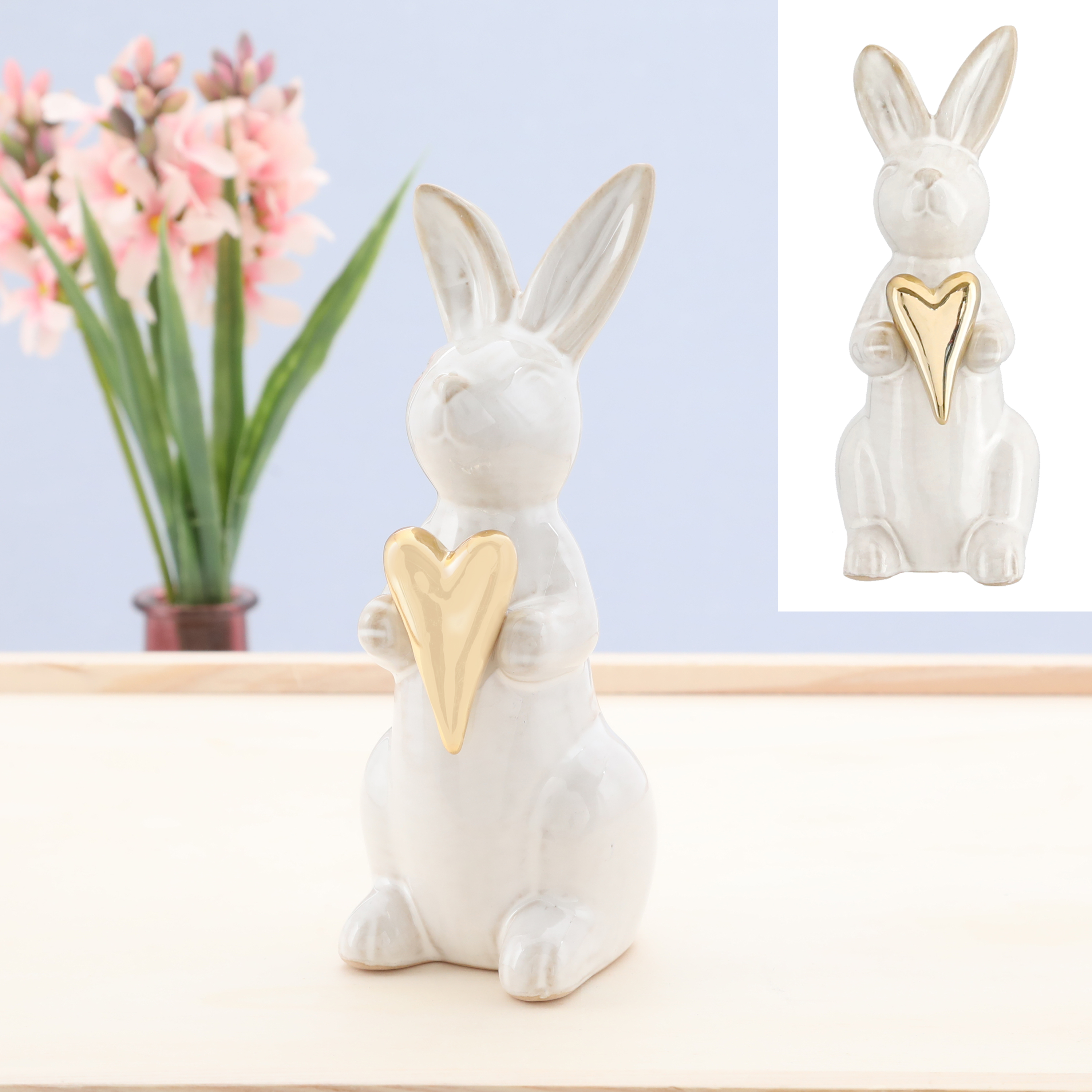 Lièvre avec coeur doré EASTER