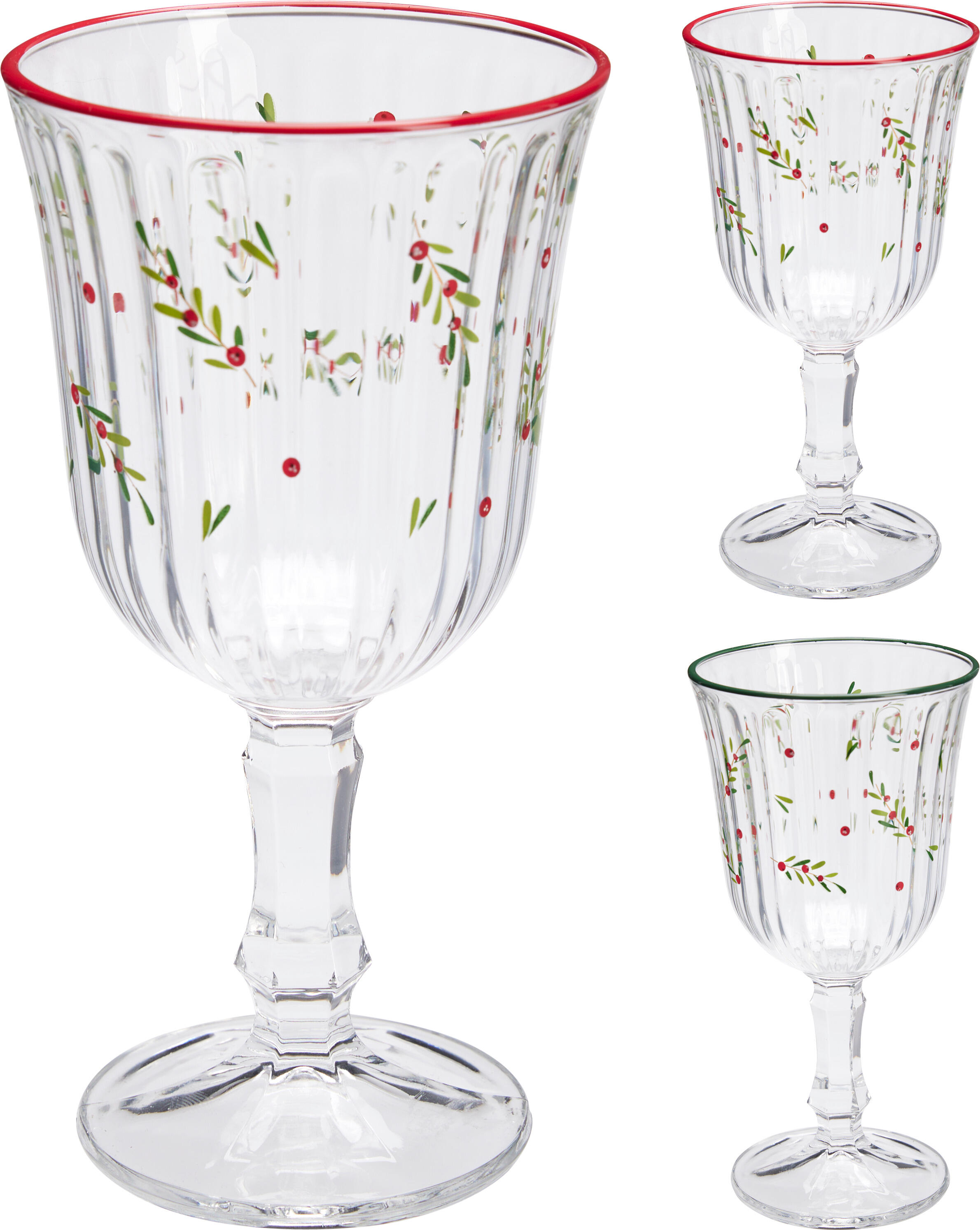 Verre à vin motif branche et baies CHRISTMAS