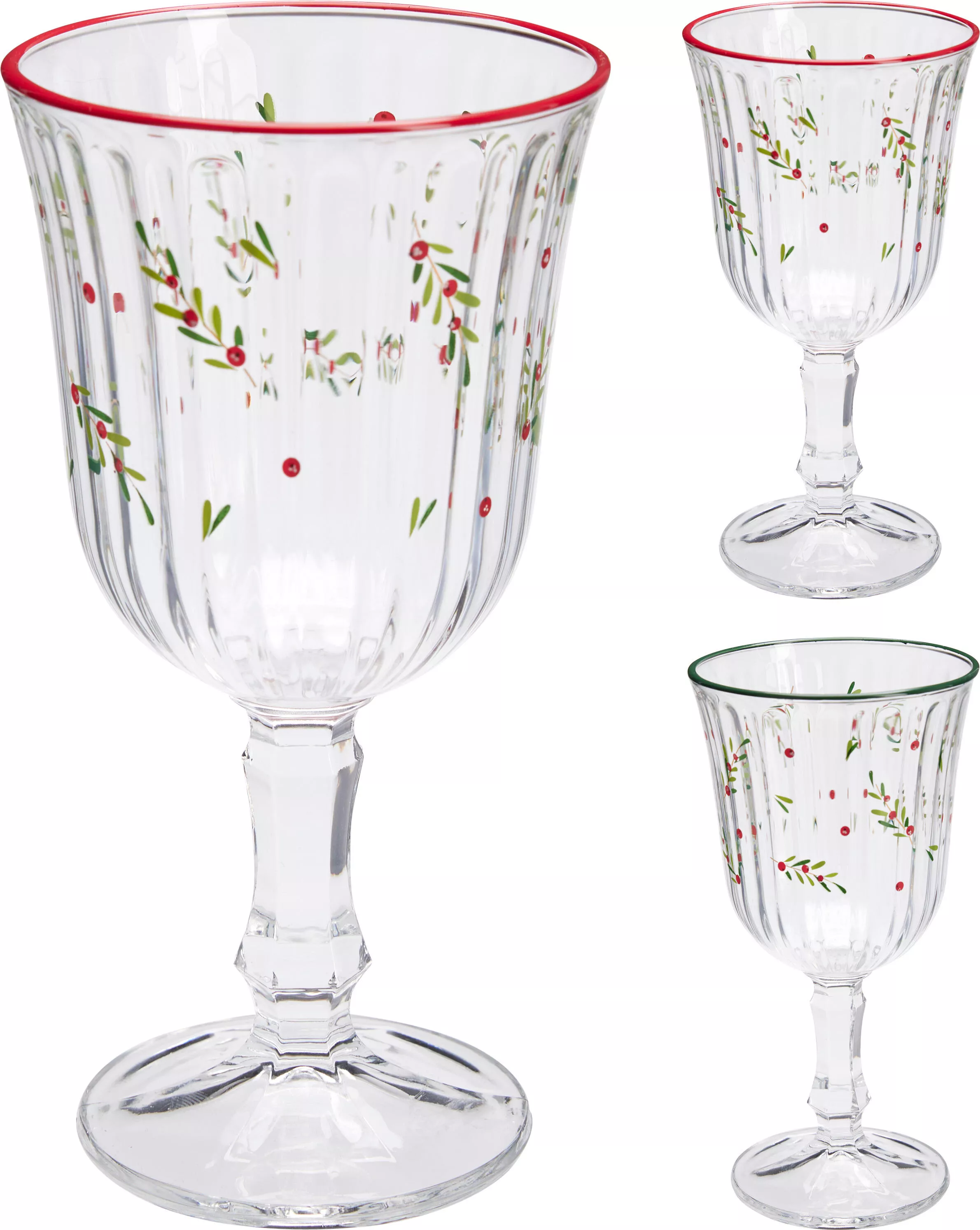 Verre à vin motif branche et baies CHRISTMAS