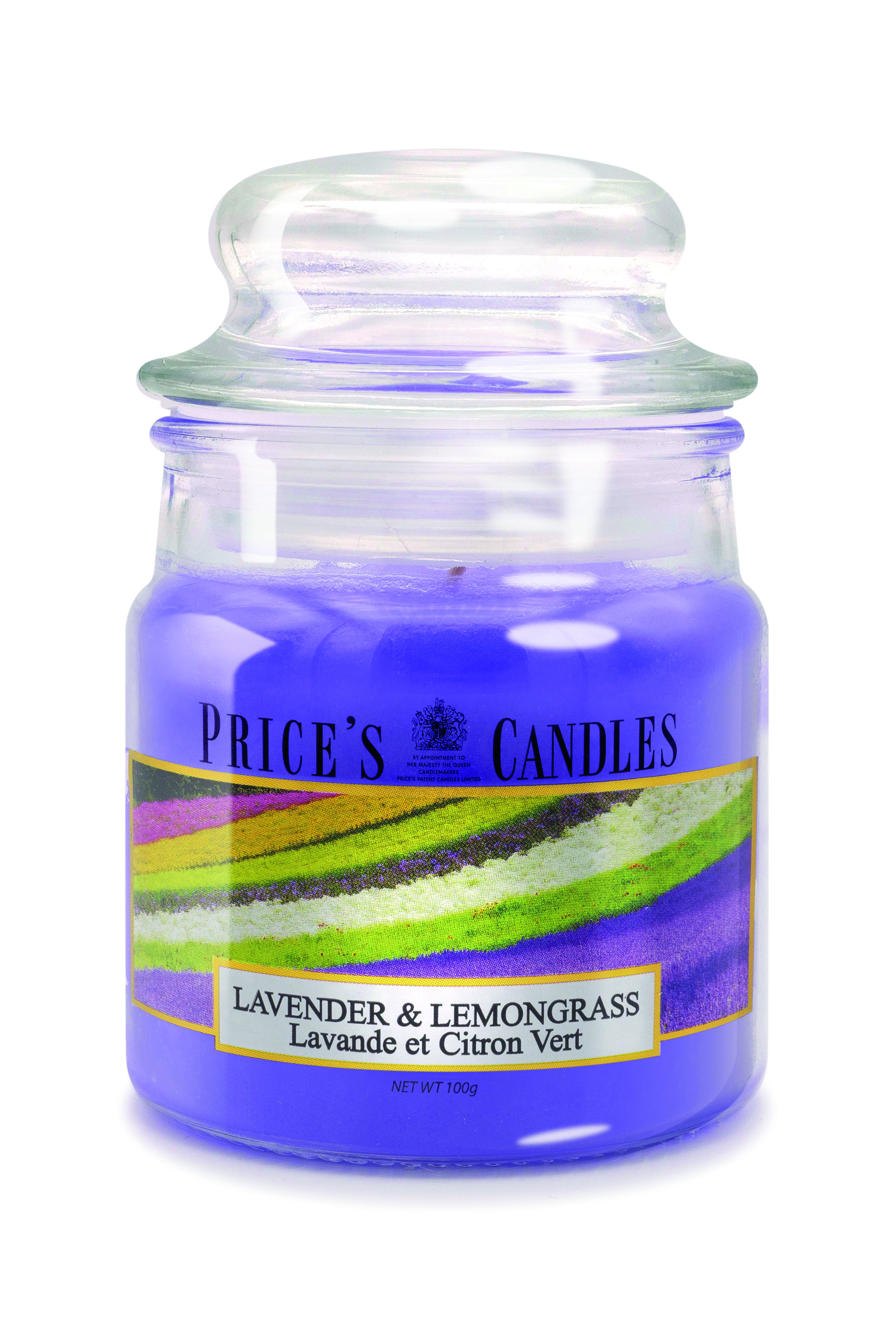 Bougie parfumée dans pot en verre avec couvercle Lavande & citronnelle PRICES Bougie parfumée dans pot en verre avec couvercle Lavande & citronnelle PRICES
