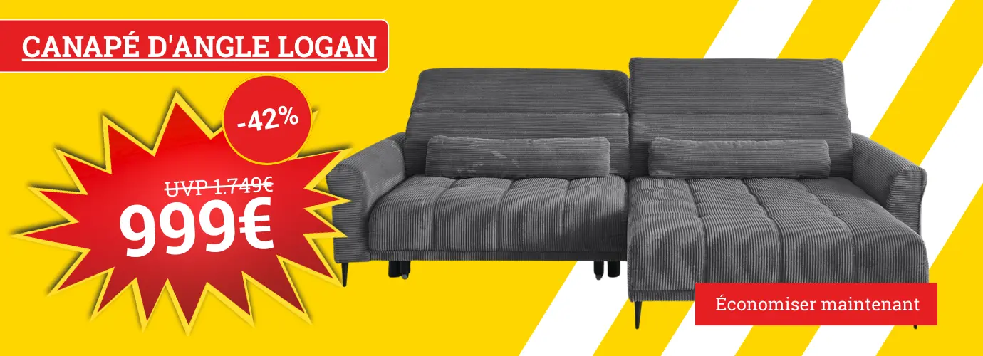 Impossible d'économiser davantage ! Canapé d'angle LOGAN