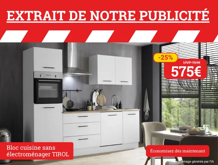 Extrait de notre publicité ! Bloc de cuisine TIROL. Découvrez-le ici >