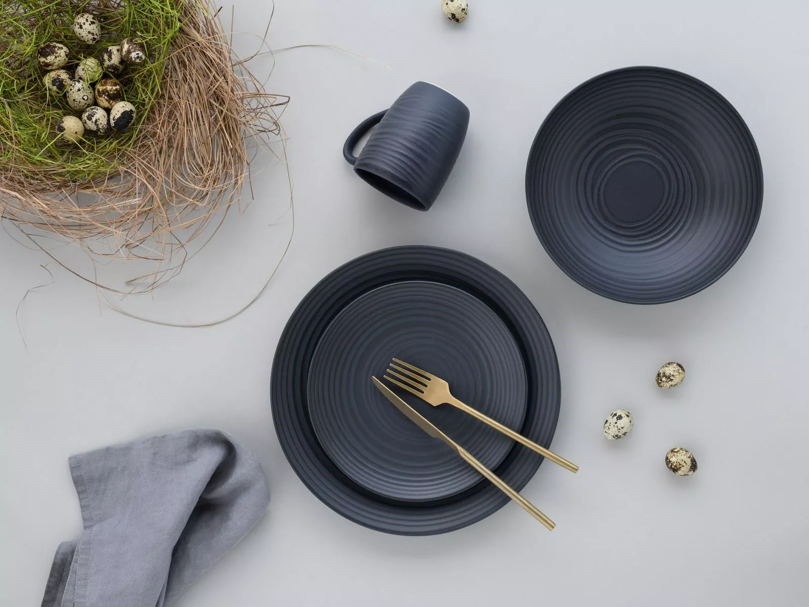 Service de table 12 pièces LAVA STONE BLACK