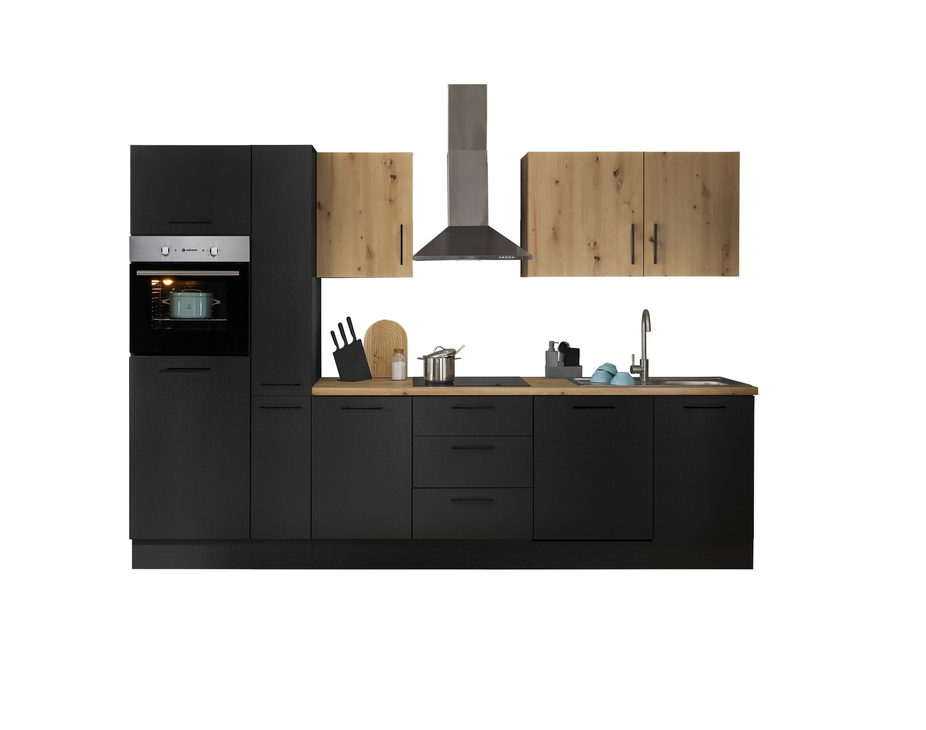 Bloc cuisine avec électroménager CORNWALL (bloc cuisine-four-lave-vaisselle-réfrigérateur-armoire coulissante) V Bloc cuisine avec électroménager CORNWALL (bloc cuisine-four-lave-vaisselle-réfrigérateur-armoire coulissante) V