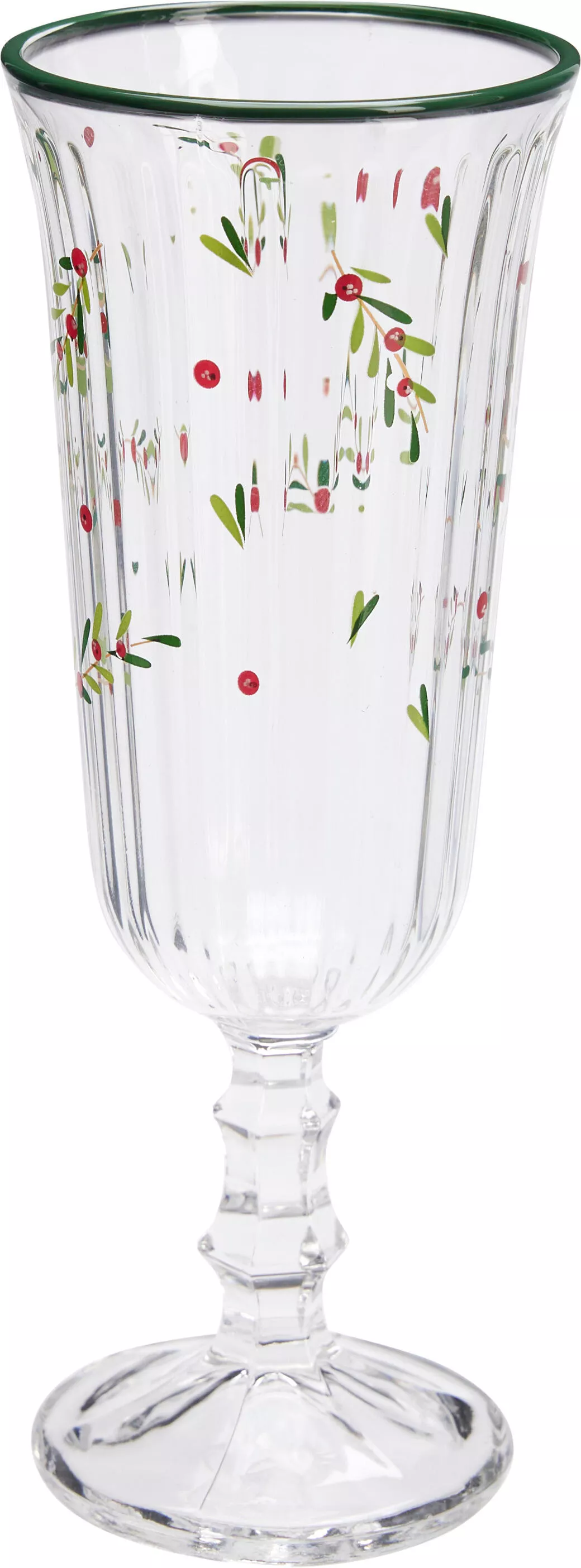 Verre à champagne motif branche avec baies CHRISTMAS
