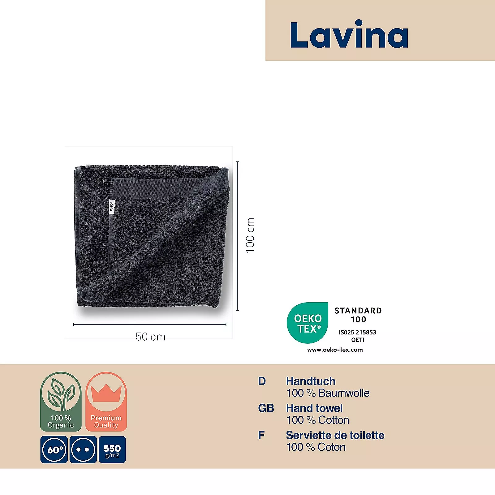 Serviette de toilette en coton BIO LAVINIA