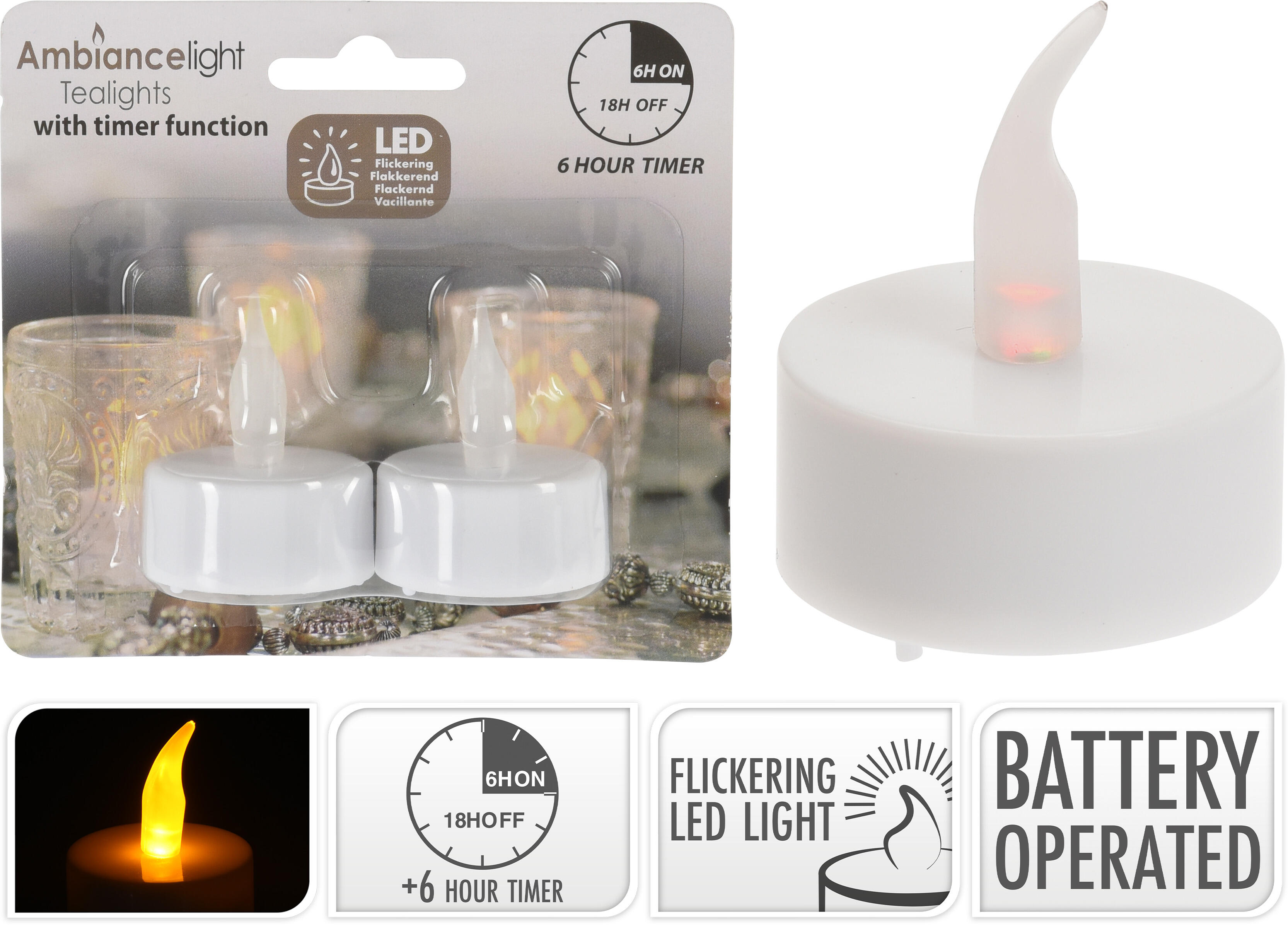 Lot de 2 bougies chauffe-plats LED
