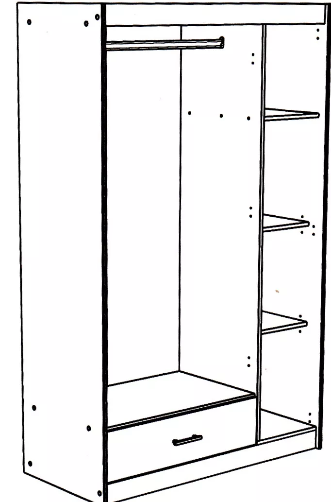 Lit 140 cm avec rangement, armoire, bureau et commode MOST 75