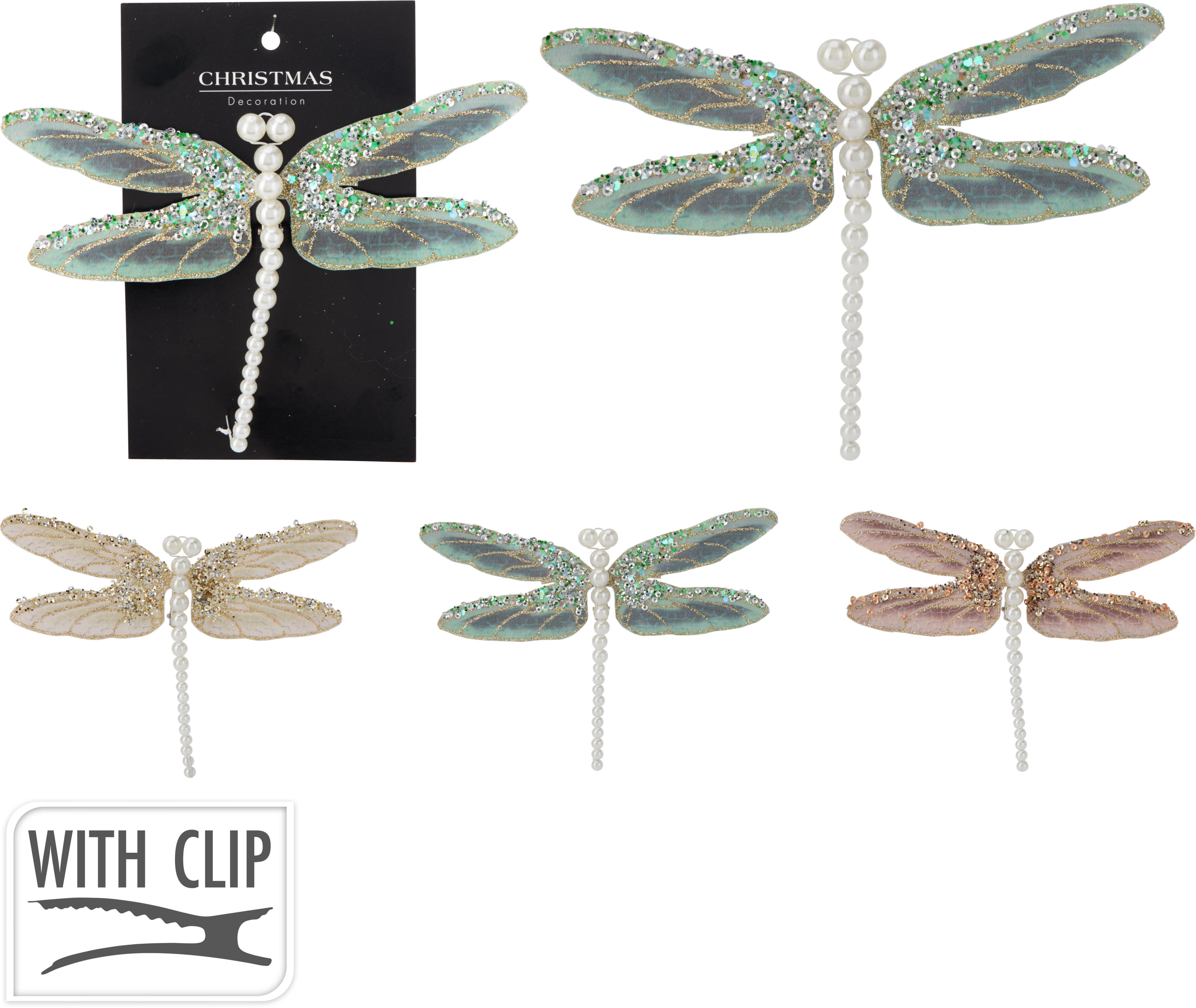 Libellule pailletée à clipser DEKO Libellule pailletée à clipser DEKO