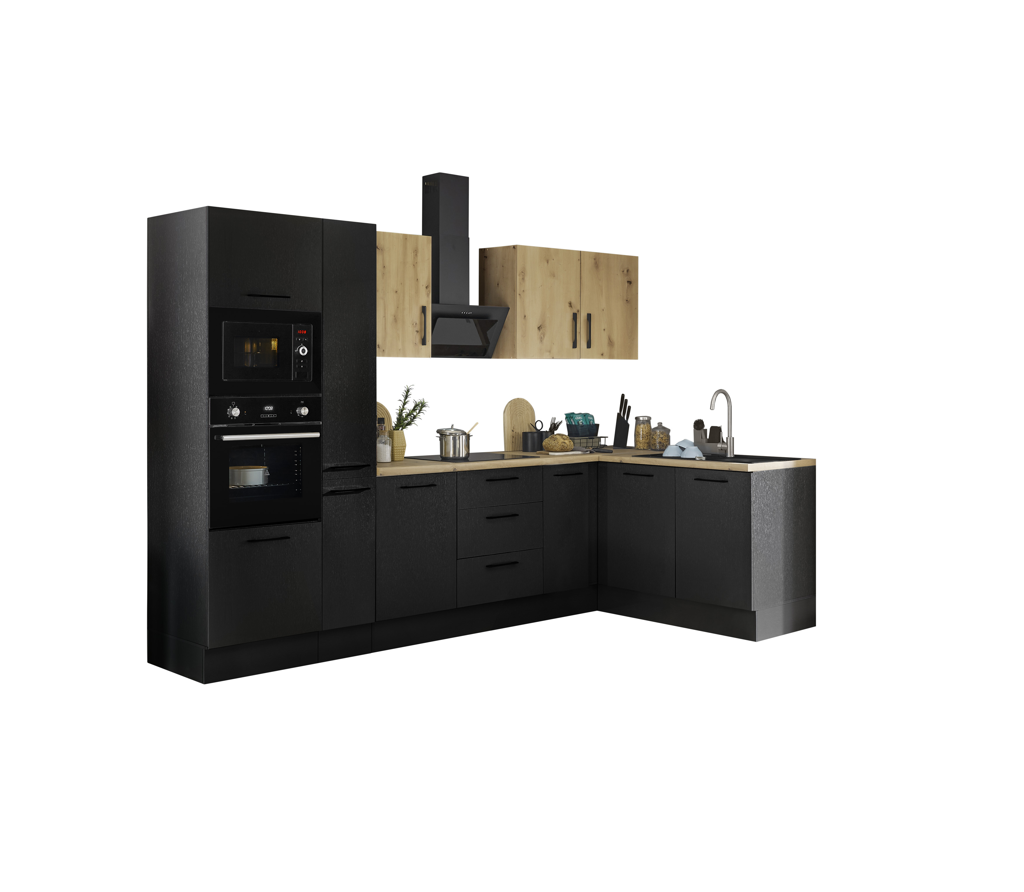 Bloc cuisine avec électroménager CORNWALL (cuisine d'angle-four-micro-ondes-armoire coulissante) IV Bloc cuisine avec électroménager CORNWALL (cuisine d'angle-four-micro-ondes-armoire coulissante) IV