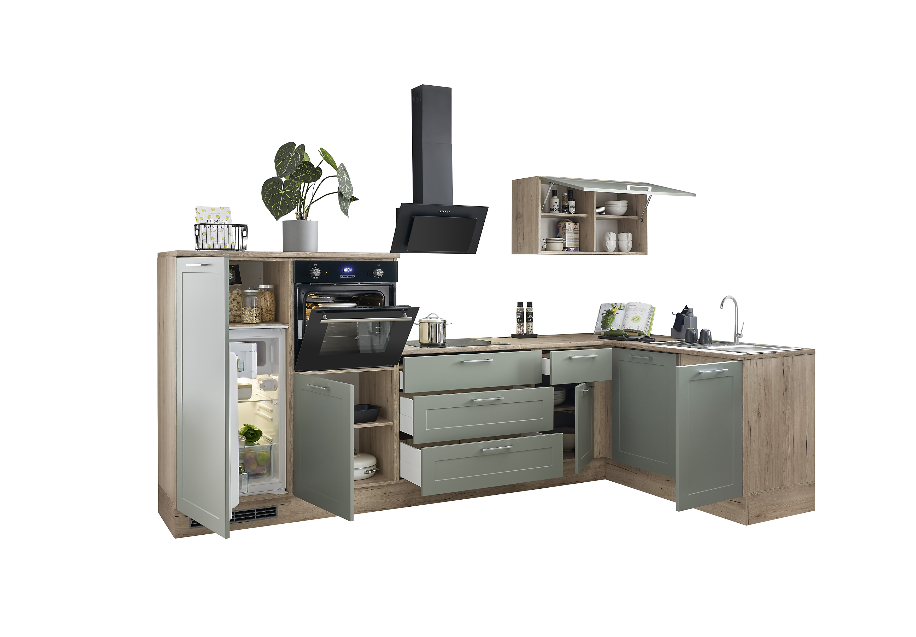 Bloc cuisine avec électroménager HASTINGS (cuisine d'angle - meuble pour frigo - meuble pour four) II