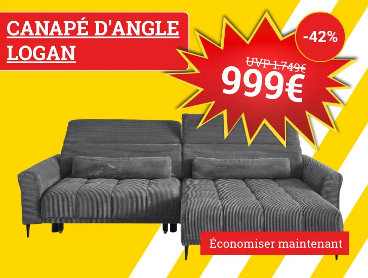 Impossible d'économiser davantage ! Canapé d'angle LOGAN