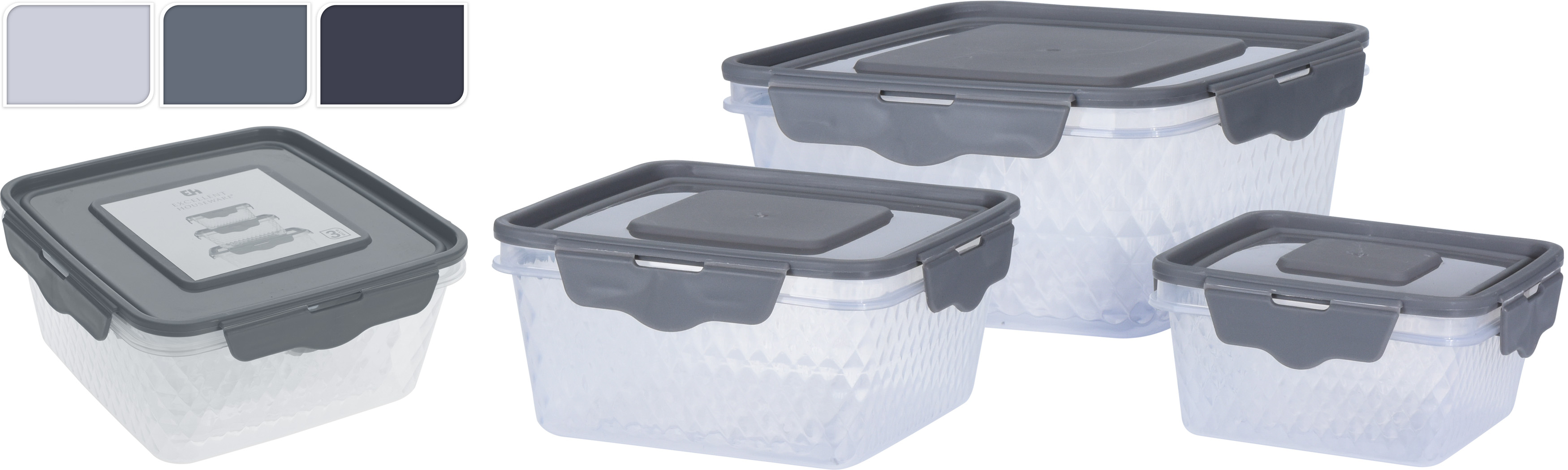 Lot de 3 boîtes repas avec couvercle