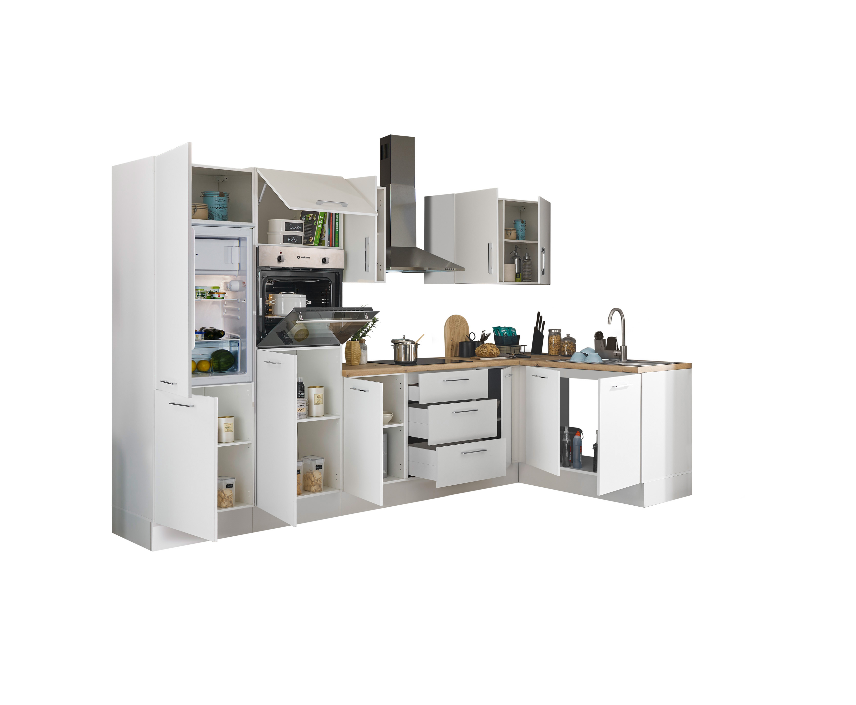 Bloc cuisine avec électroménager CORNWALL (cuisine d'angle-four-réfrigérateur) III