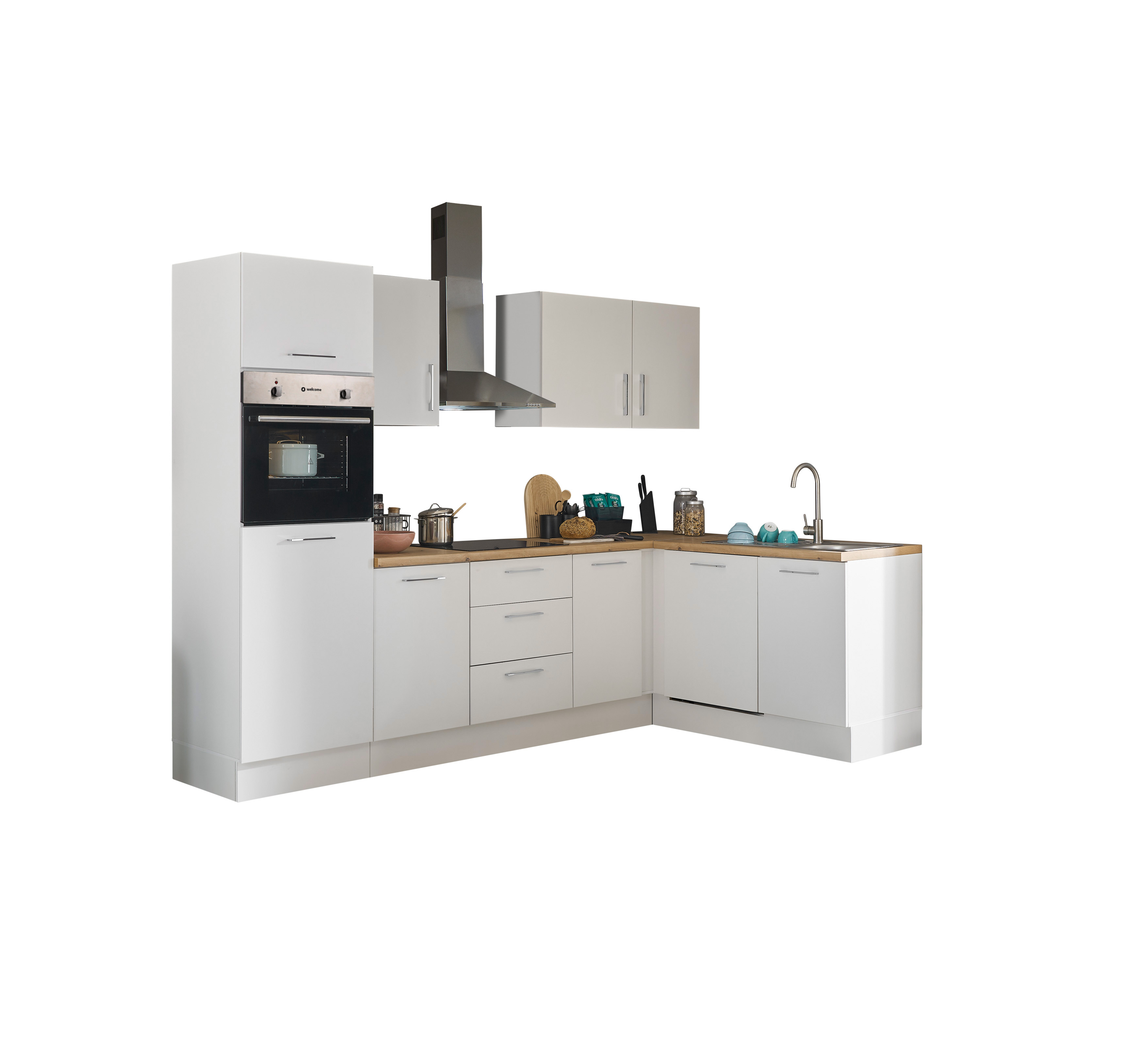 Bloc cuisine avec électroménager CORNWALL (cuisine d'angle-four-lave-vaisselle-réfrigérateur) I Bloc cuisine avec électroménager CORNWALL (cuisine d'angle-four-lave-vaisselle-réfrigérateur) I