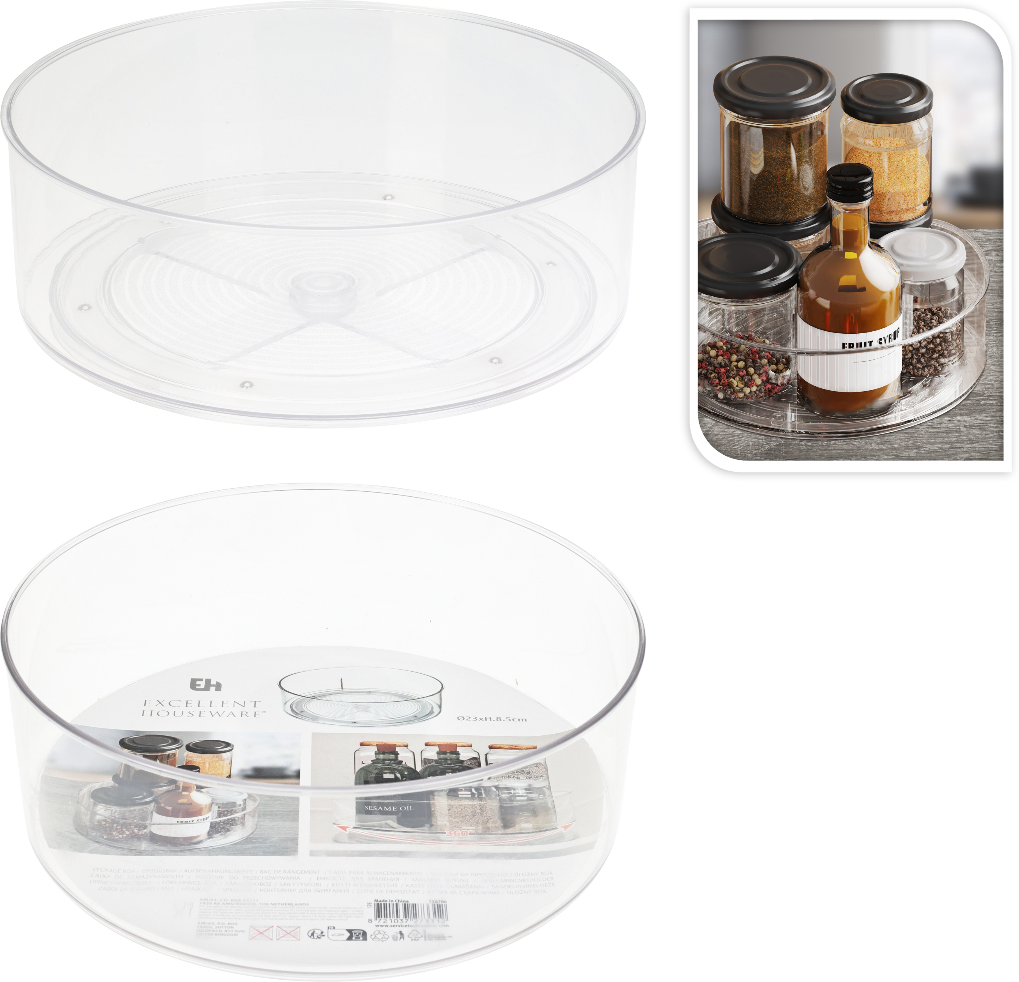 Bac avec plateau tournant pour réfrigérateur EH Bac avec plateau tournant pour réfrigérateur EH