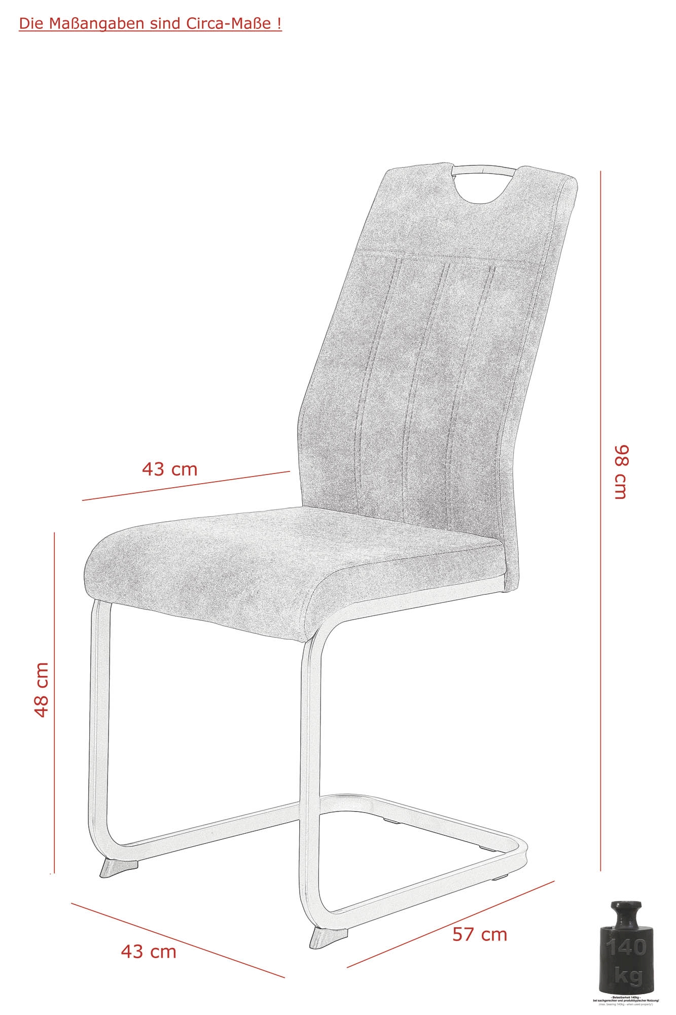 Chaise à piètement luge CHRISTINA II S