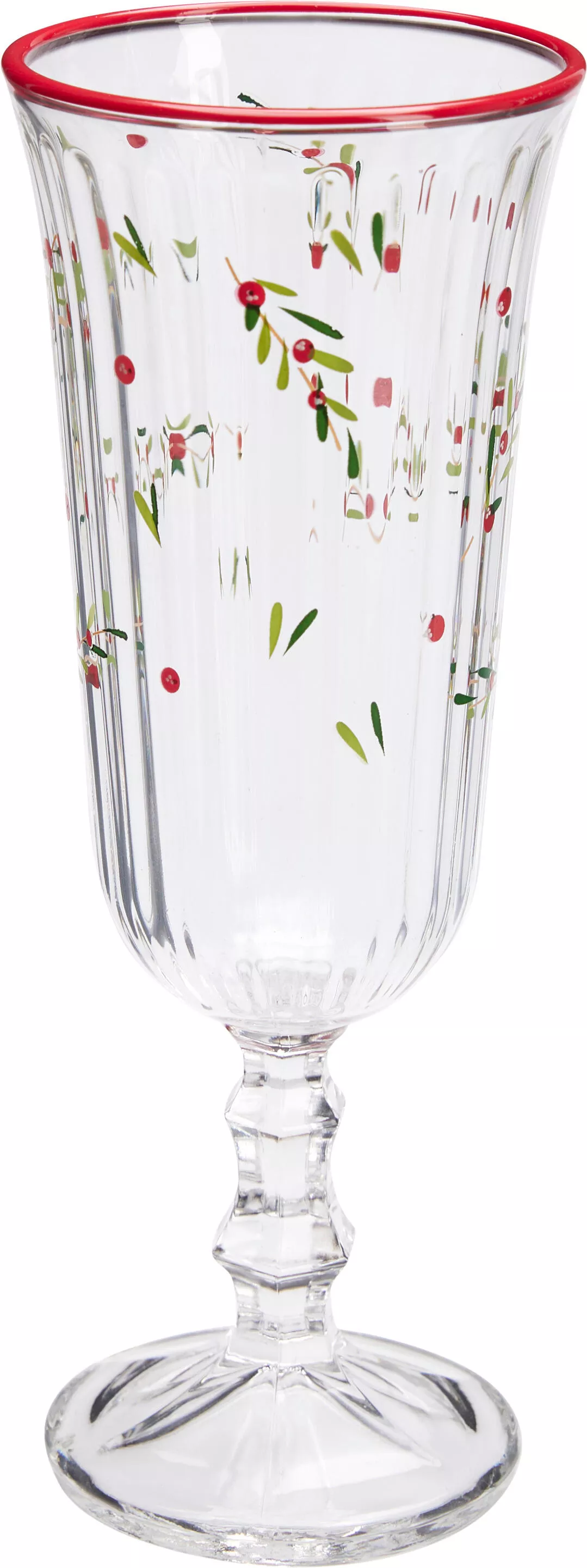 Verre à champagne motif branche avec baies CHRISTMAS