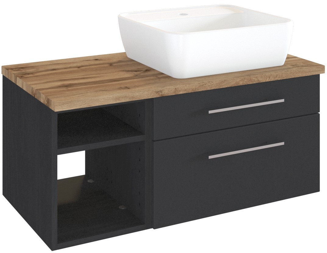Meuble sous vasque 90 avec vasque à poser à droite DAVOS Meuble sous vasque 90 avec vasque à poser à droite DAVOS