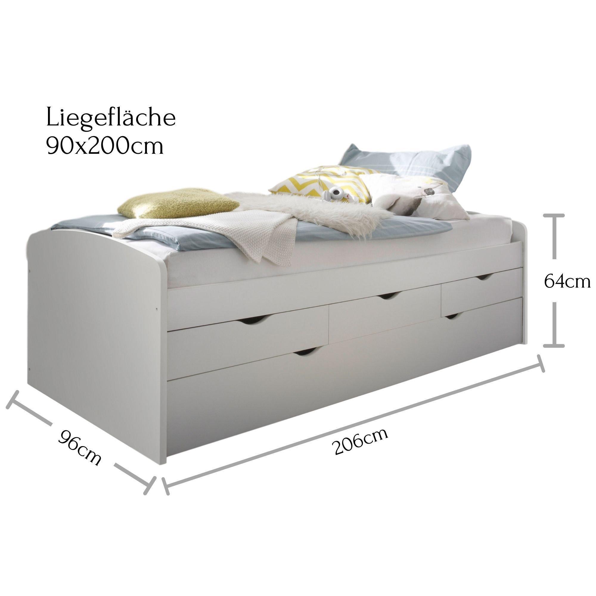 Lit gigogne avec rangement 90 x 200 cm NESSI