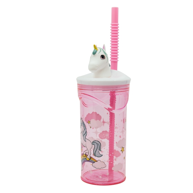 Gourde 3D avec paille licorne RAINBOW