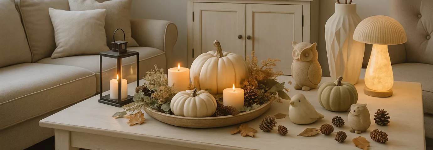Décoration d'automne dans les tons chashmere