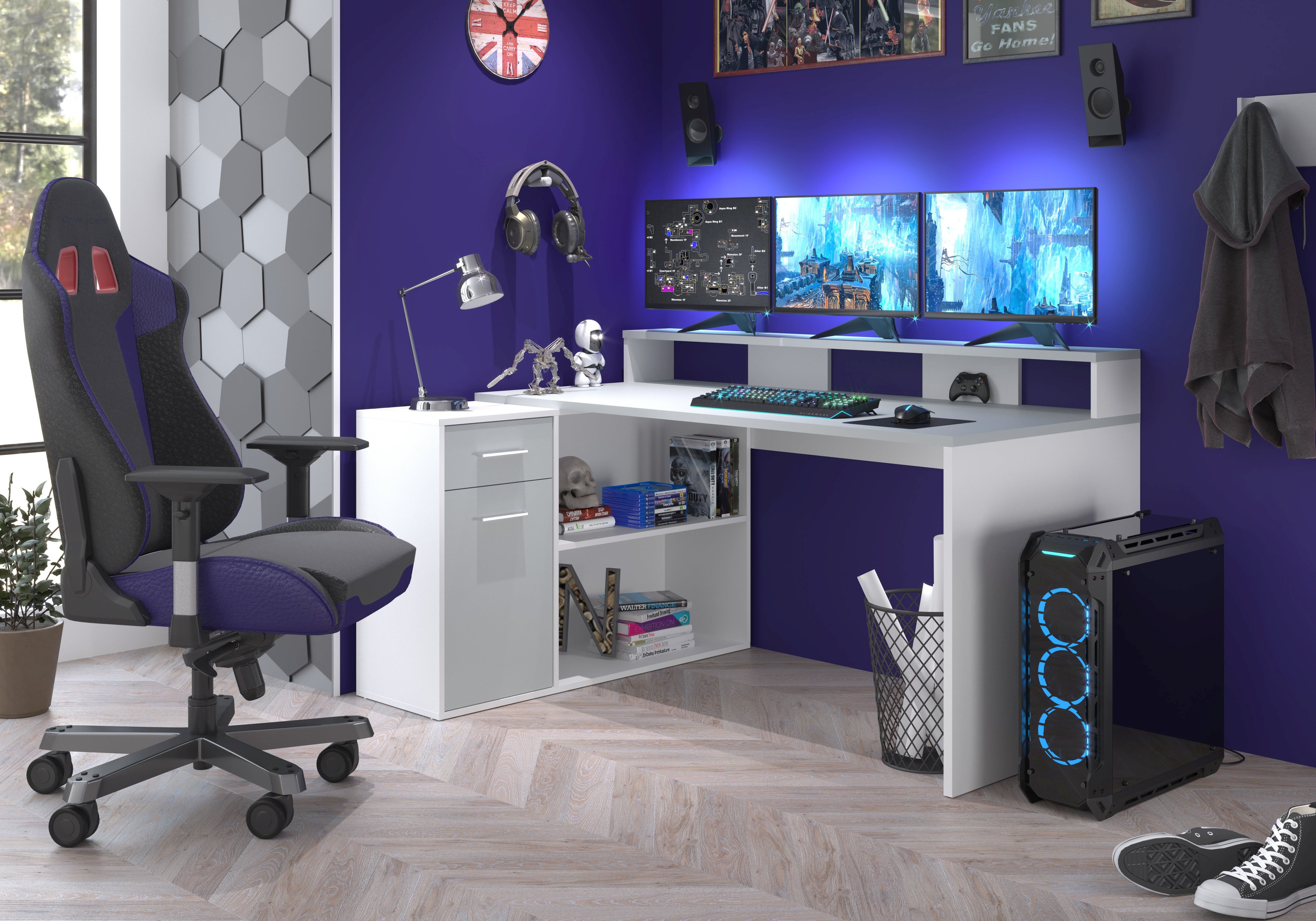 Bureau combiné GAMER, anthracite