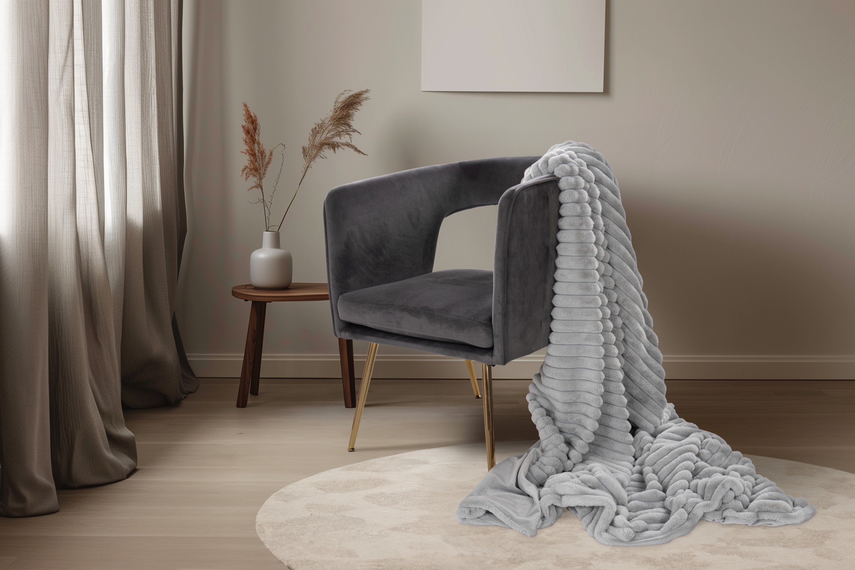 Plaid aspect velours côtelé PLUSH BLANKET